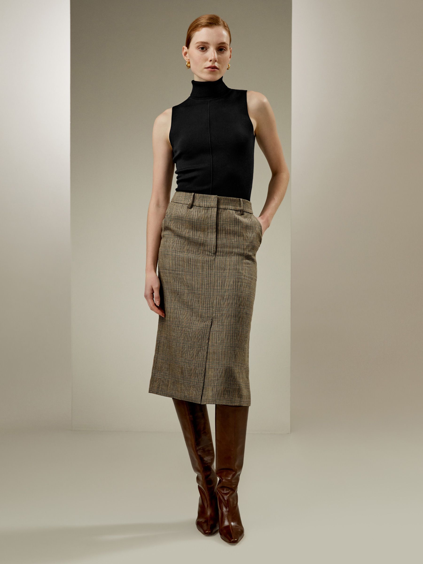 Sprezzatura Glen Check Pencil Skirt