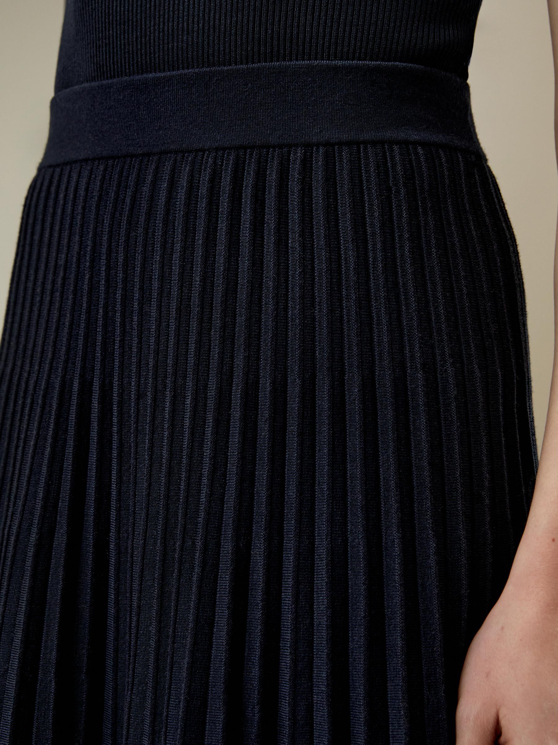 Pleated A-line Merino Wool Skirt