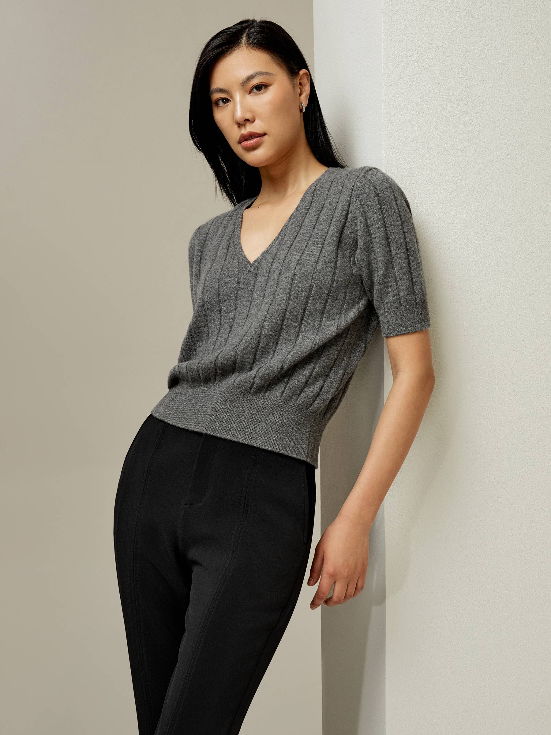 Cashmere V-Hals T-Shirt