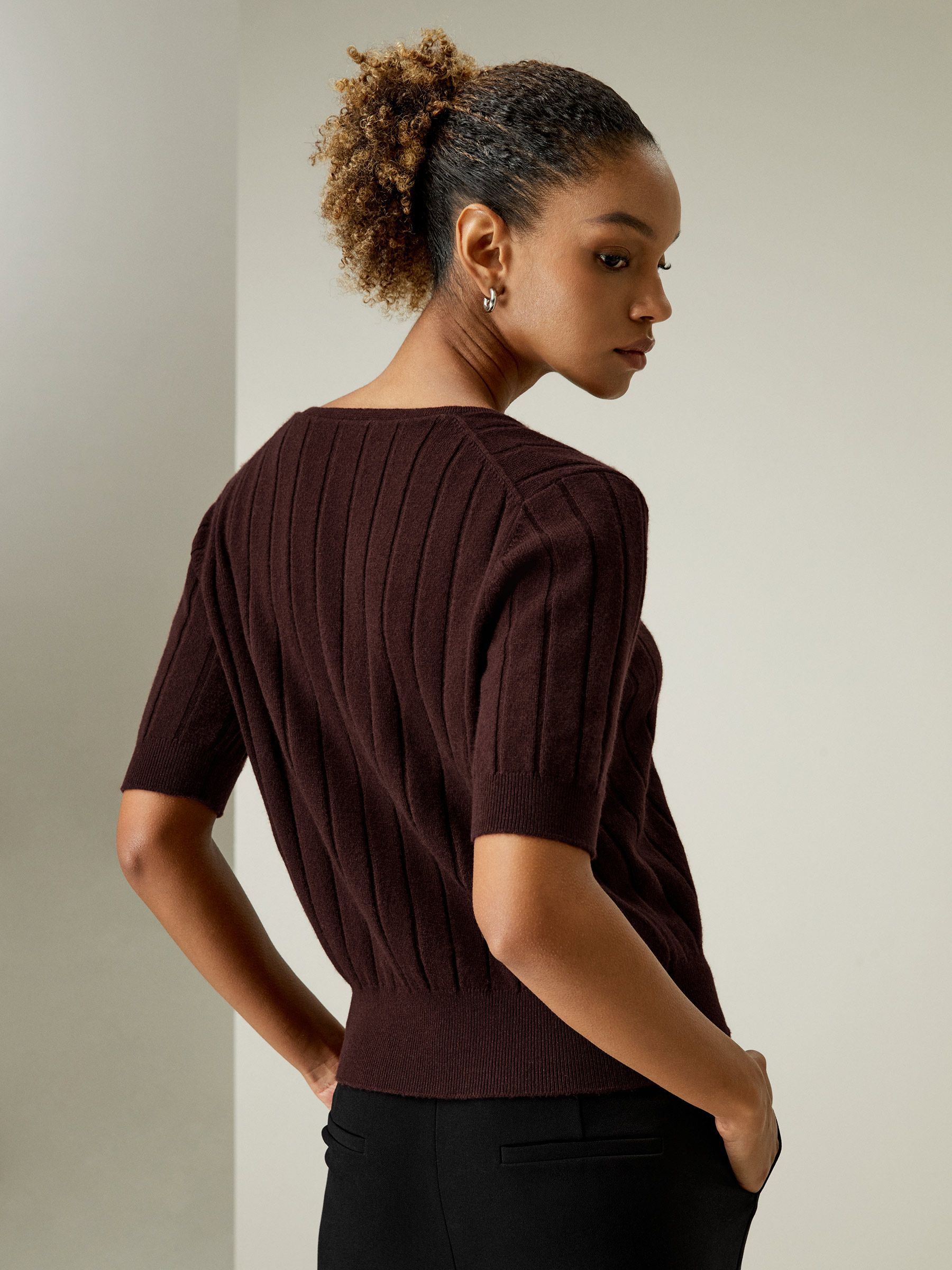 Cashmere V-Hals T-Shirt