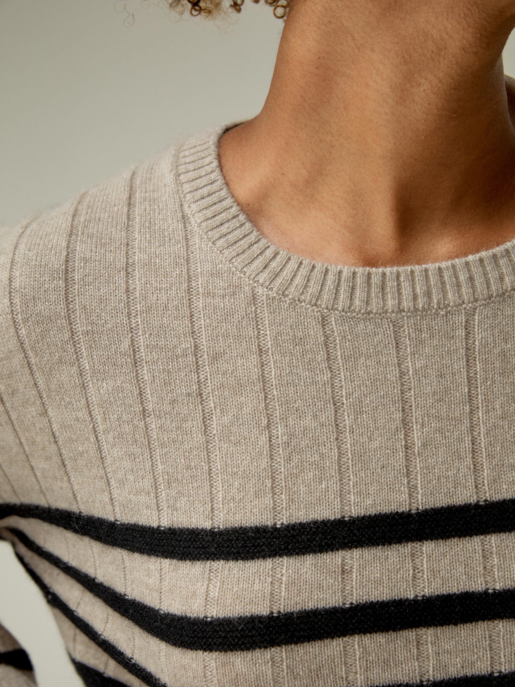 Drop-Shoulder Striped Cashmere Sweater