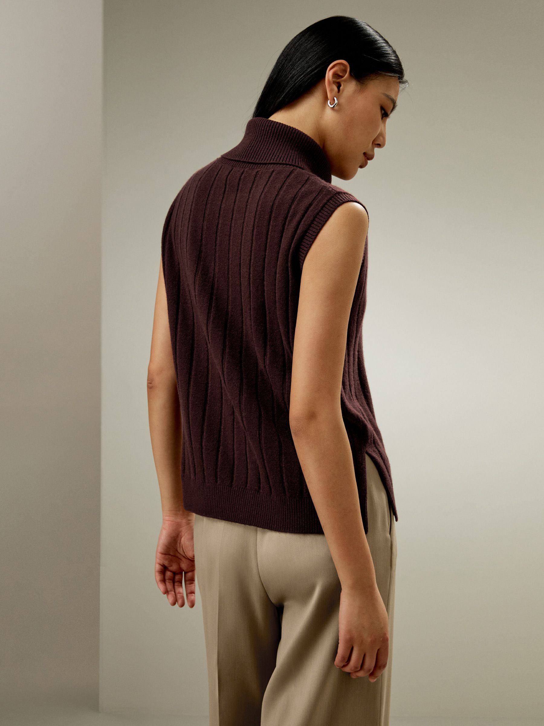 Cashmere Vest Med Rullekrave