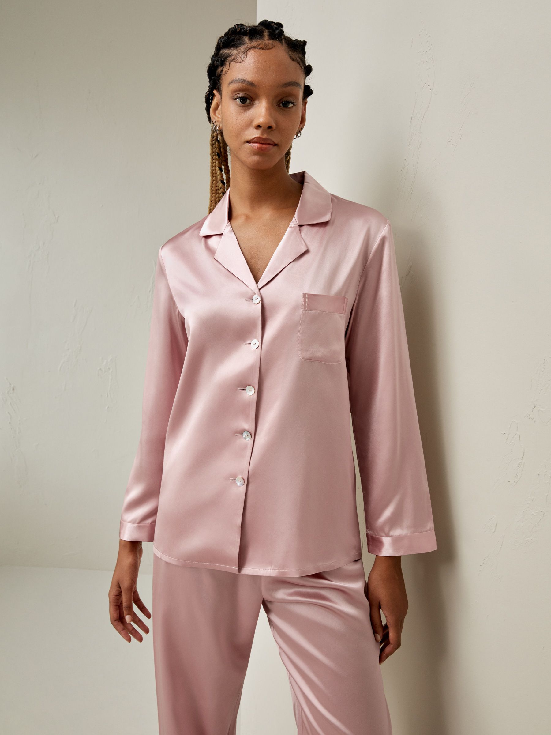 Ensemble De Pyjama En Soie De 22 MM Bouton Classique