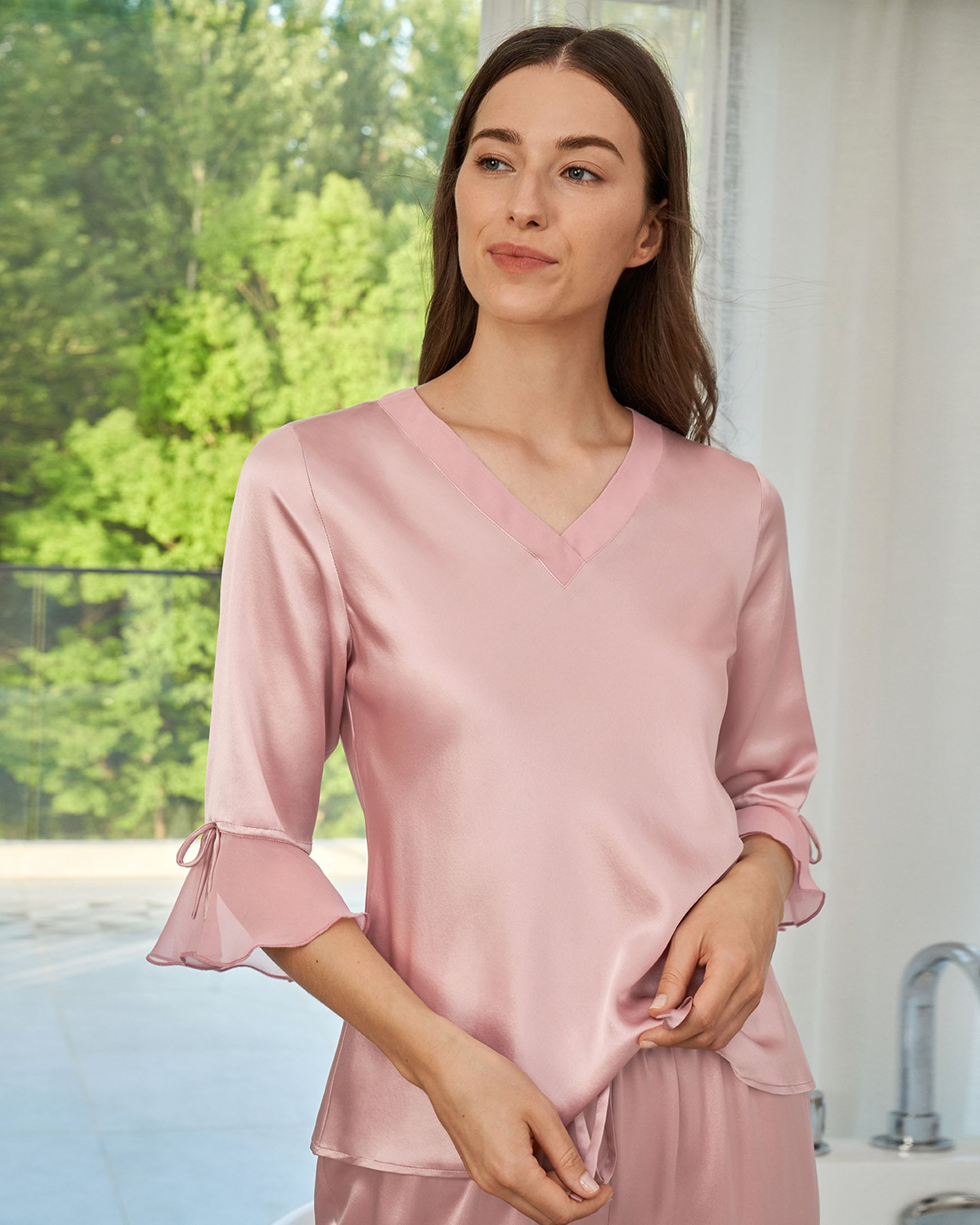 22 Momme Laced Zijden Pyjama Set