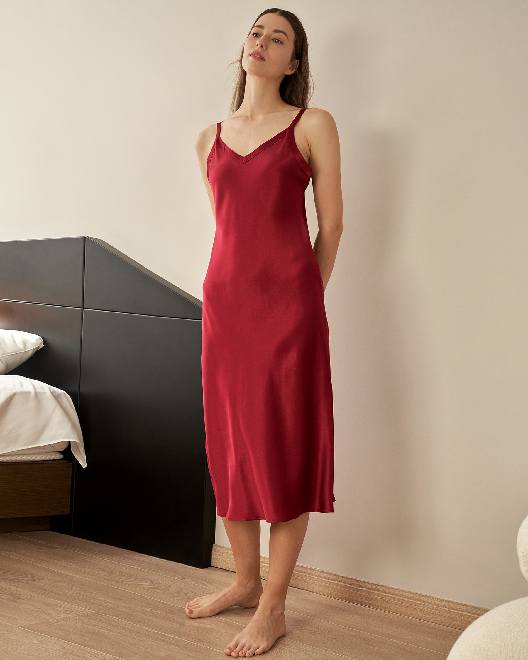 22 Momme Long & Close Fitting Silk Nightdress