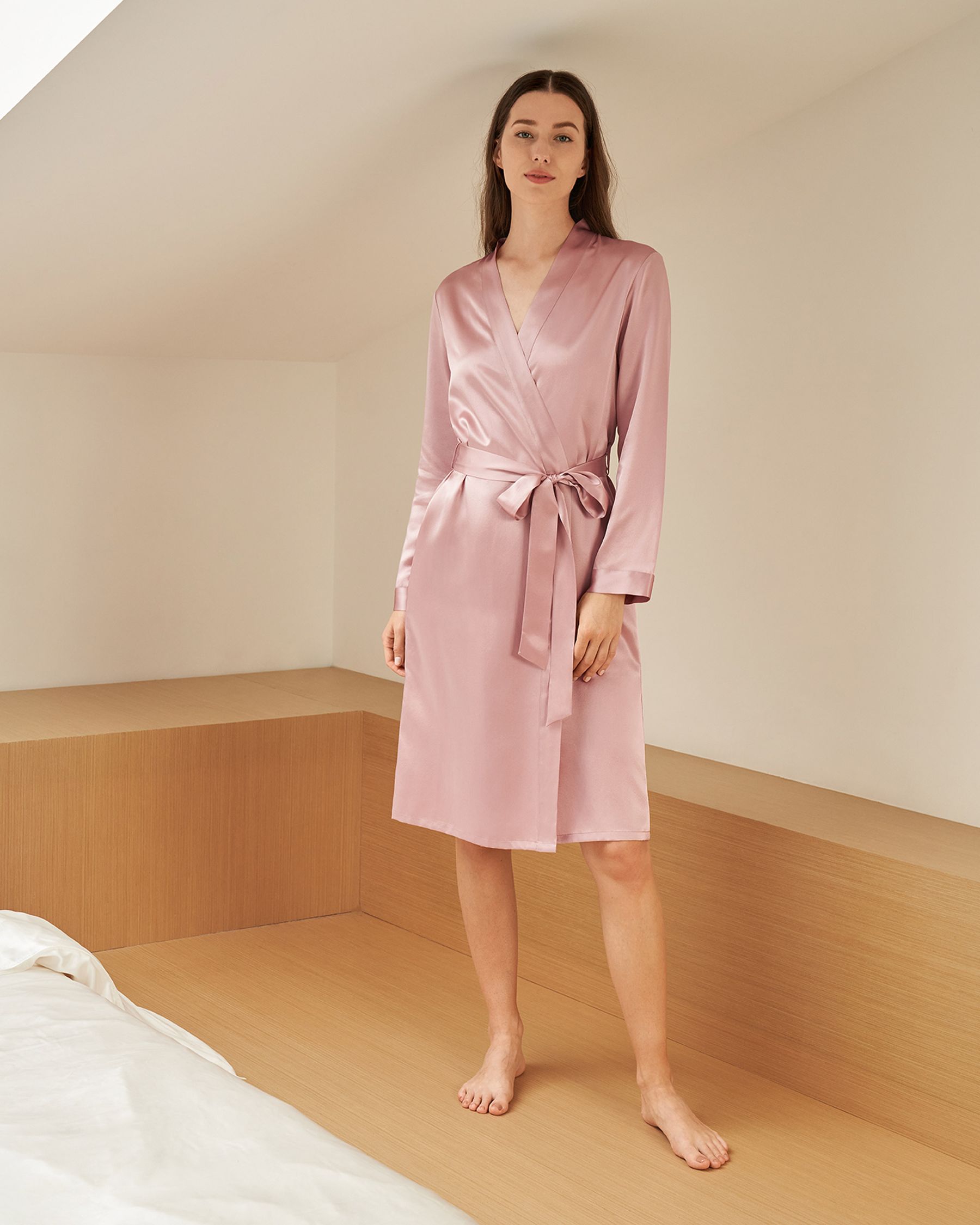 Robe De Chambre Mi longueur 100% Soie Naturelle Classique