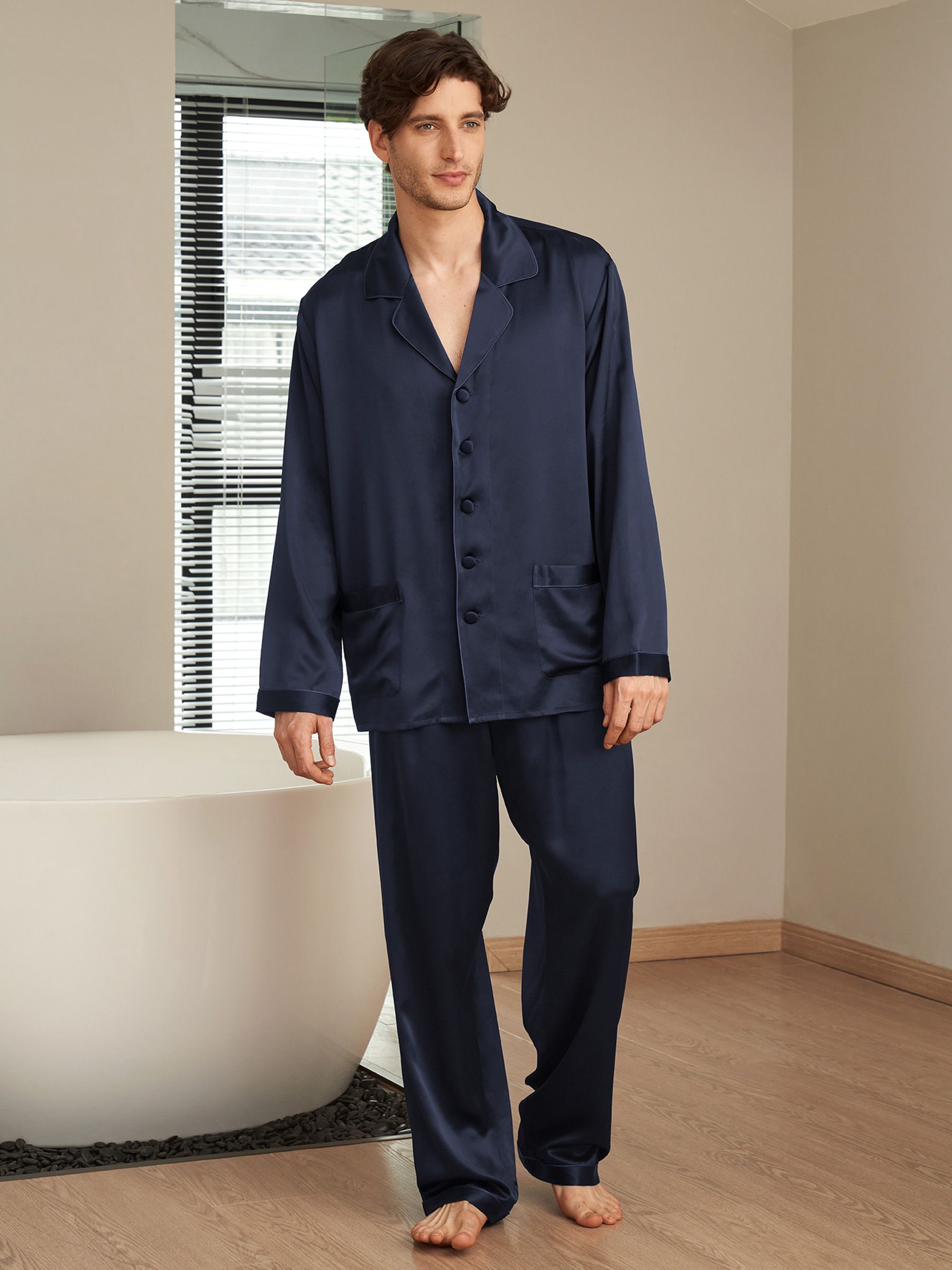 22 Momme Long Silk Pajamas Set for Men