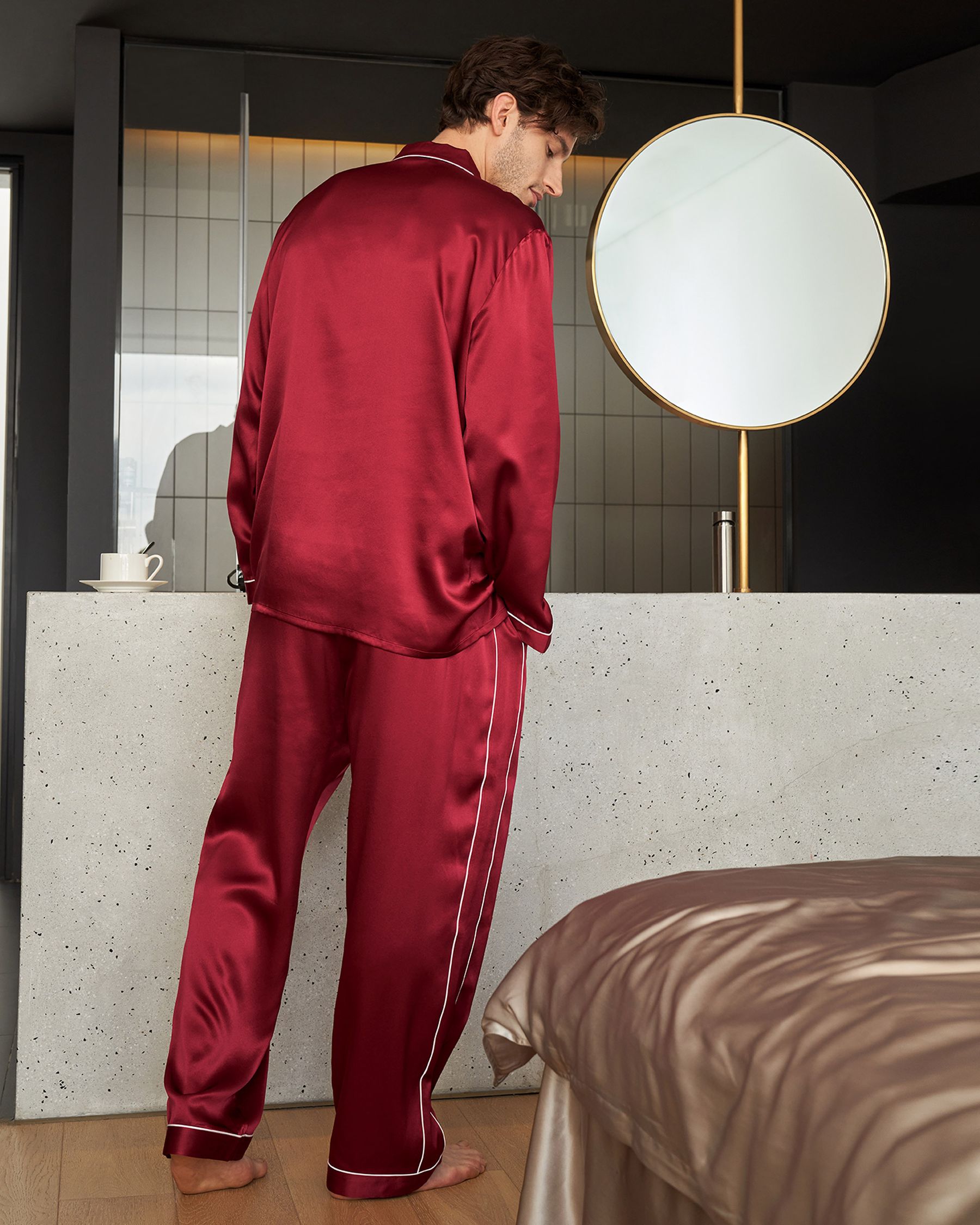 Pyjama en Soie Homme Patalons Tendance