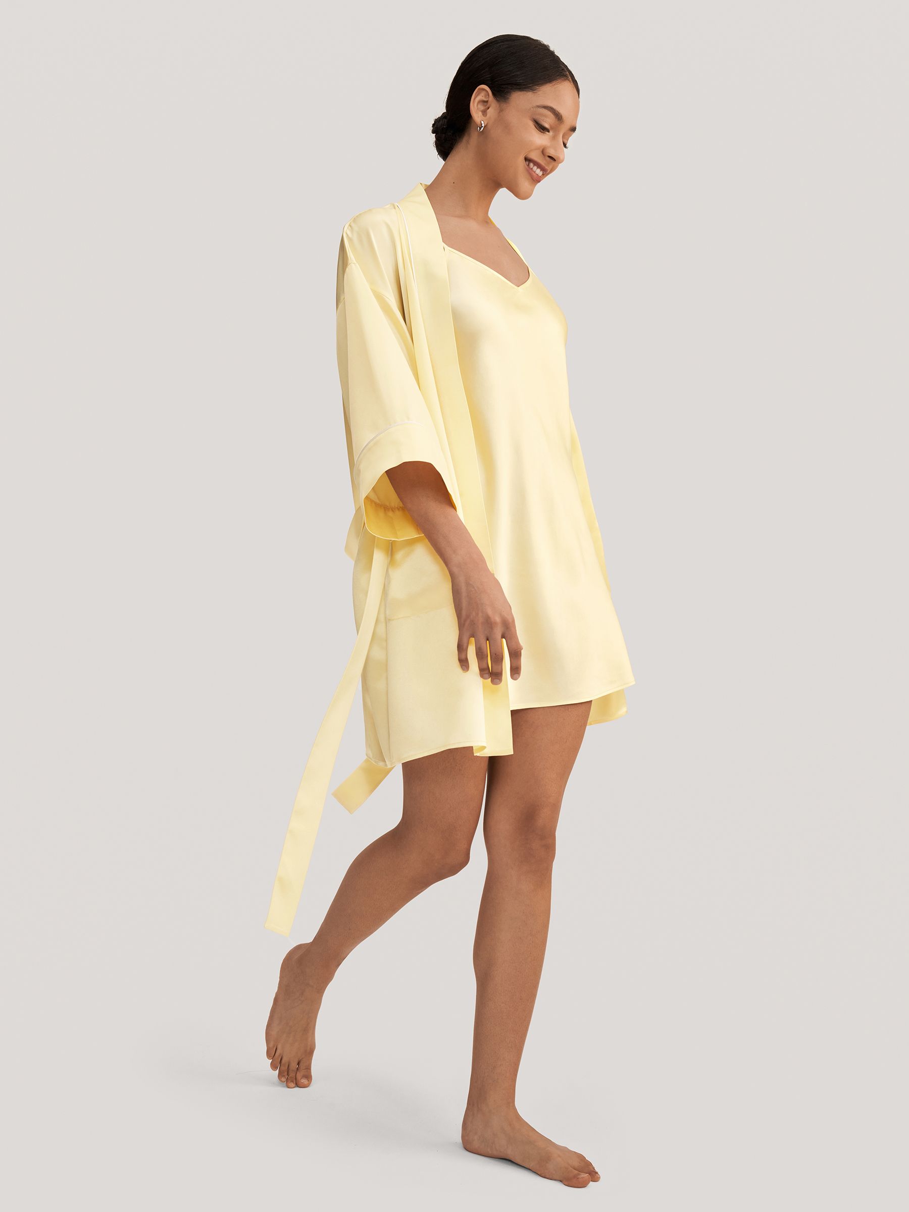 Vestaglia Kimono in raso di seta Golden Cocoon