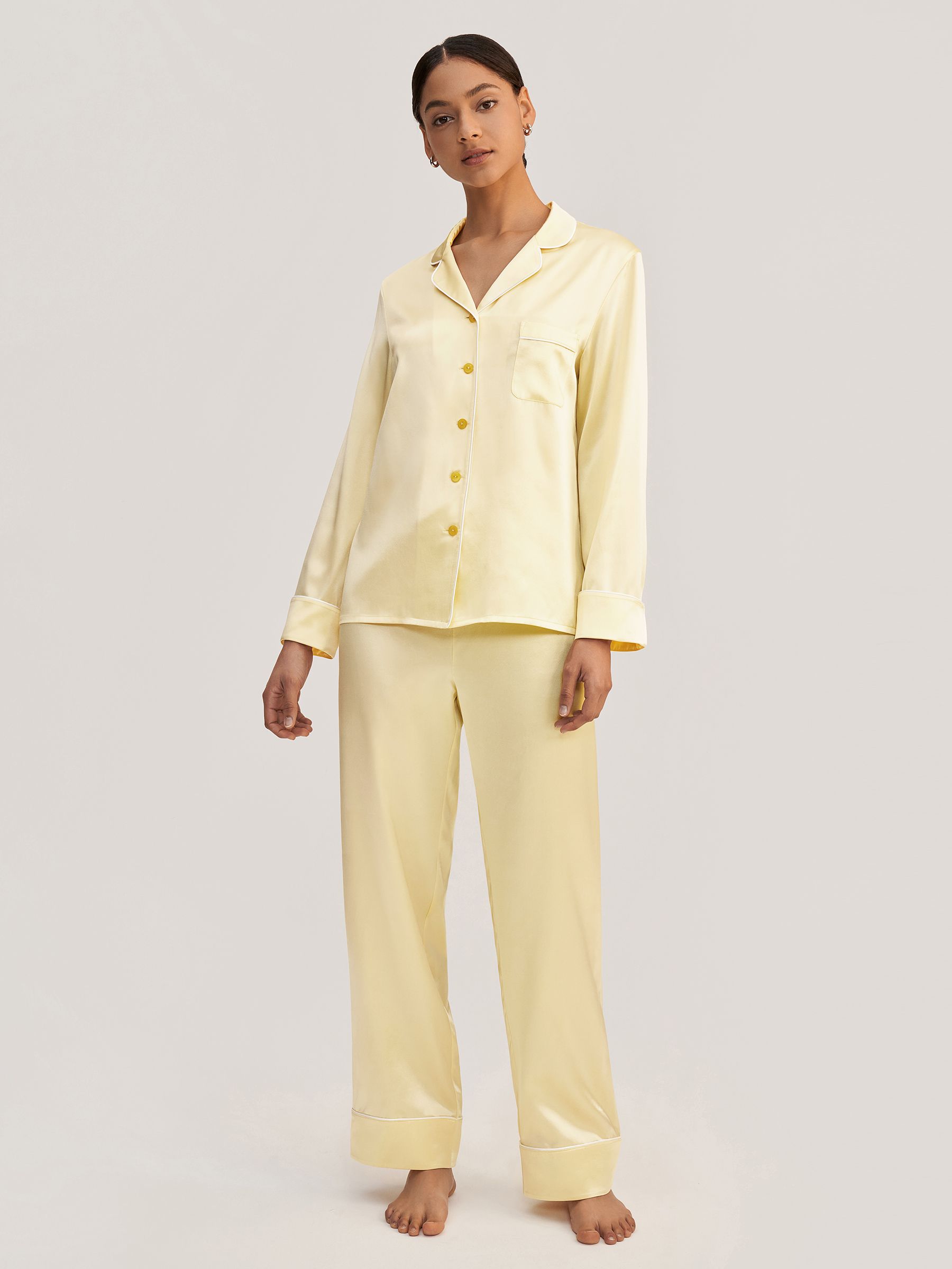 Golden Cocoon silke satin pyjamas sæt