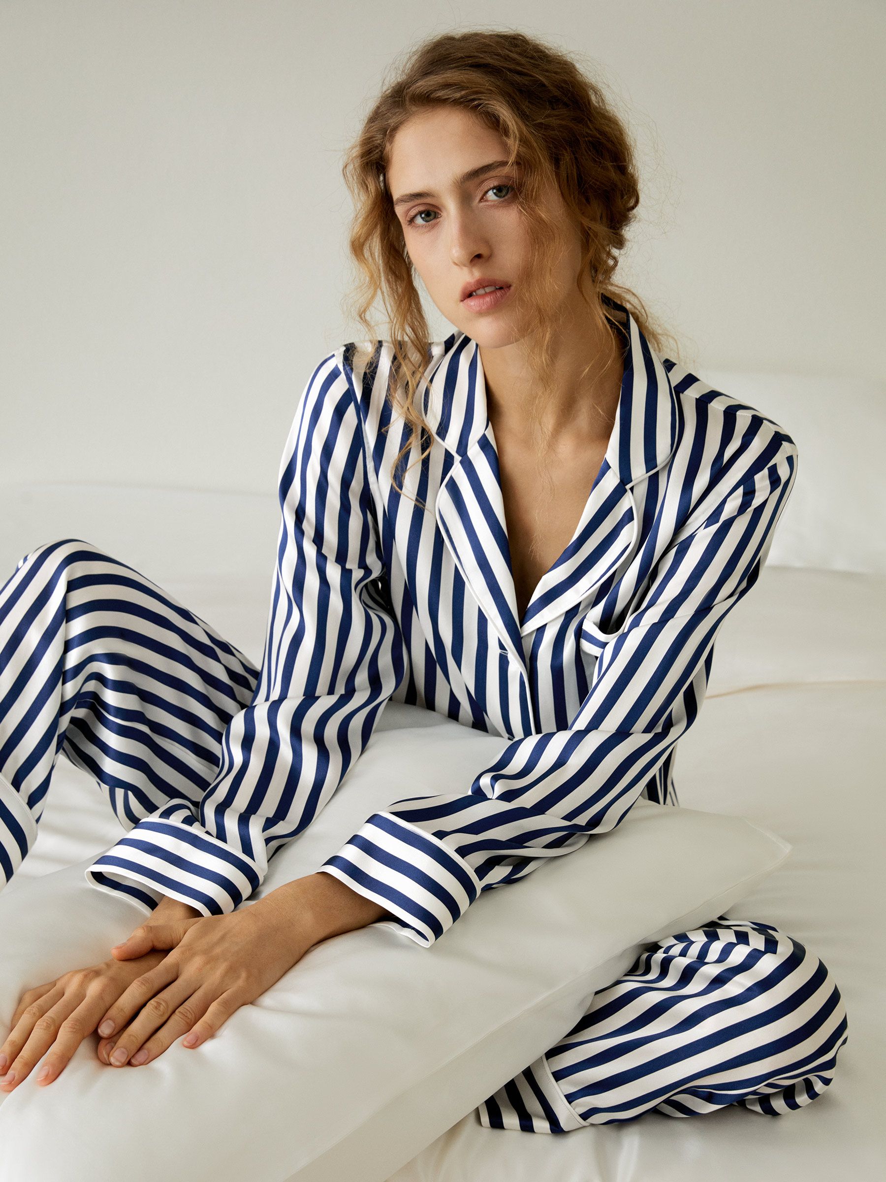 Amalfi Button-Up Full Length Striped Pajama Set