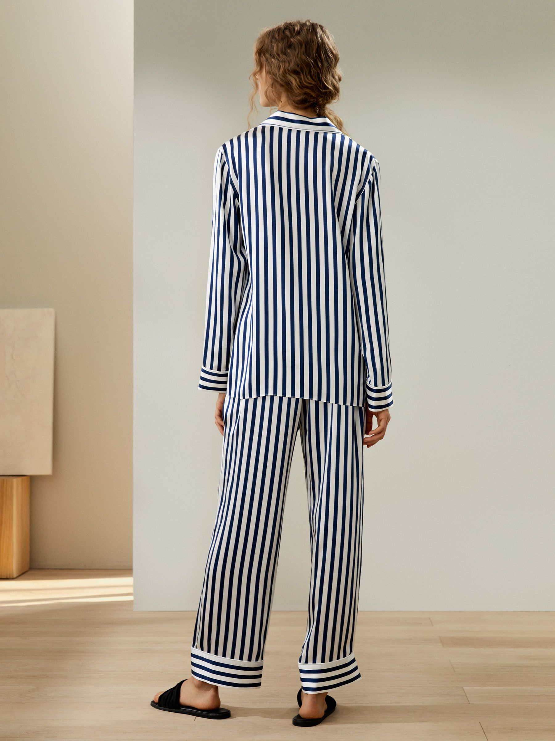 Amalfi Button-Up Full-Längd Randig Pyjamas Set