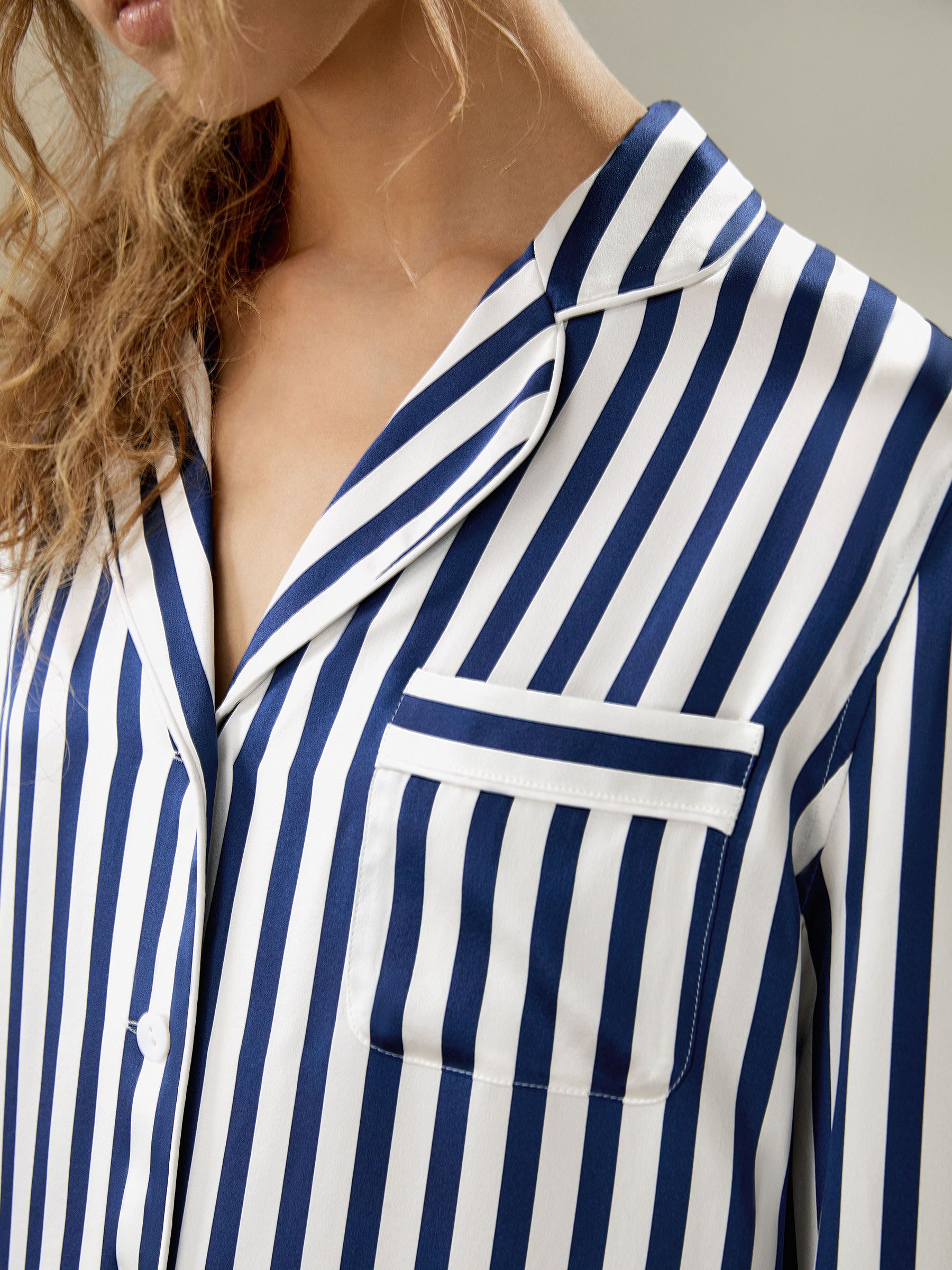 Amalfi Button-Up Full Length Striped Pajama Set