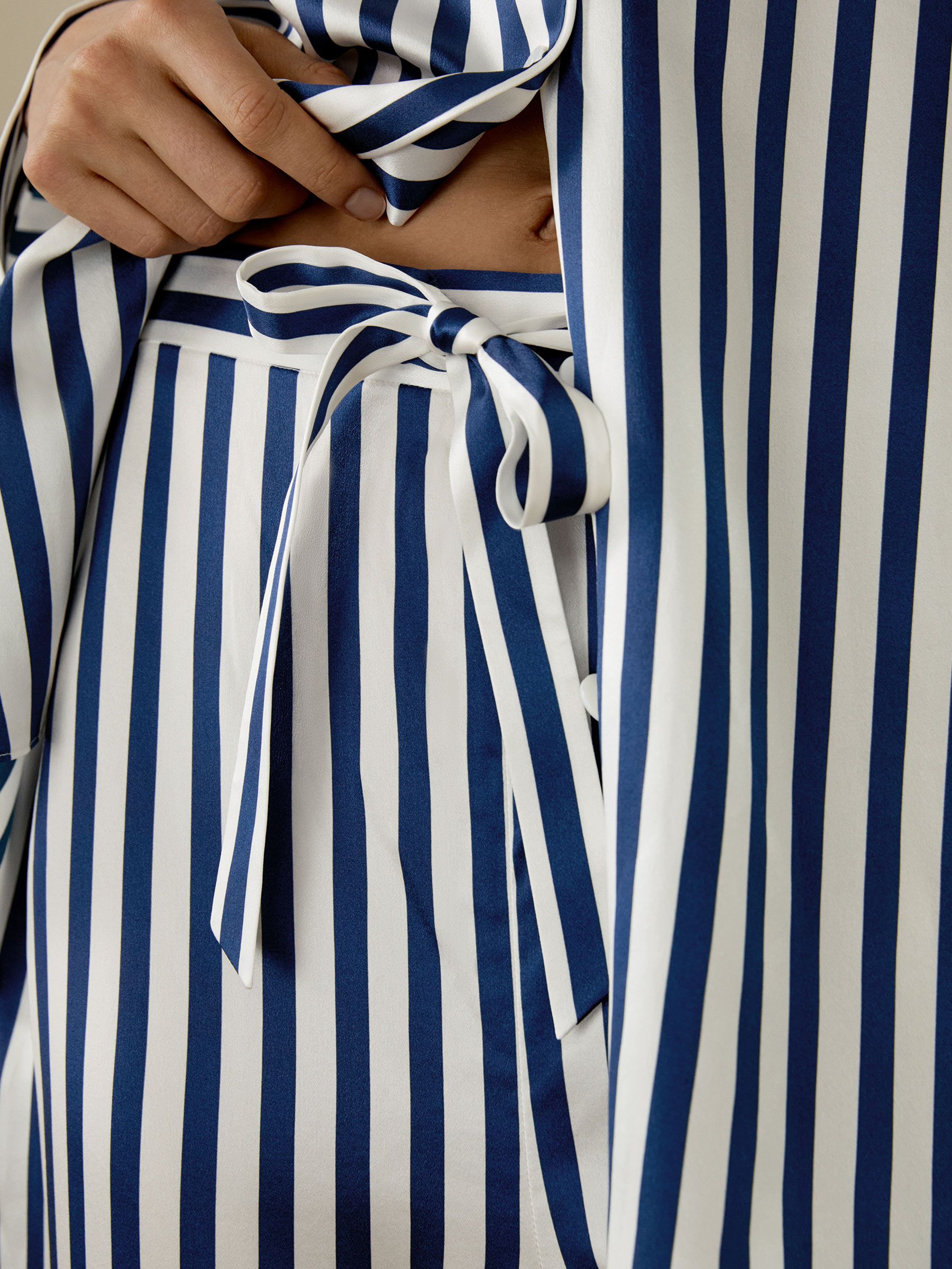 Amalfi Button-Up Full Length Striped Pajama Set