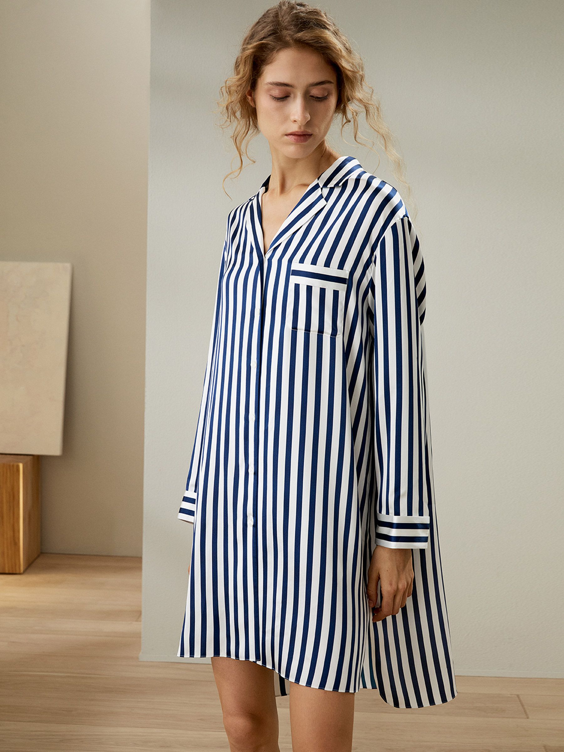 Amalfi Button-Up Striped Nightshirt