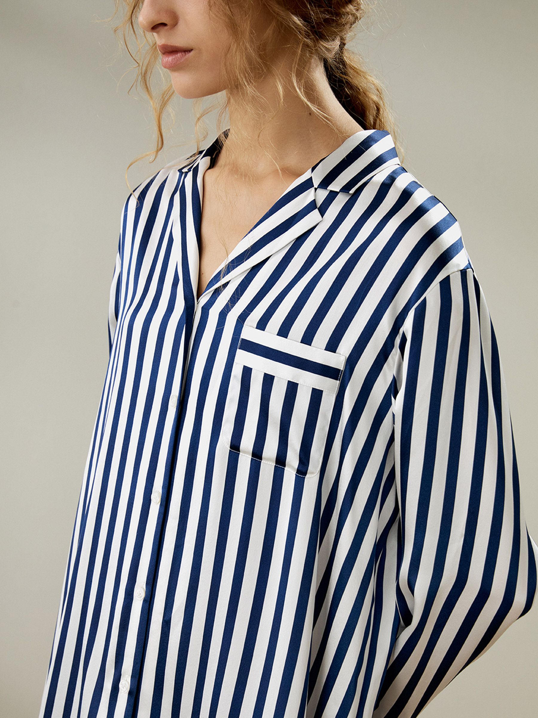 Amalfi Button-Up Striped Nightshirt