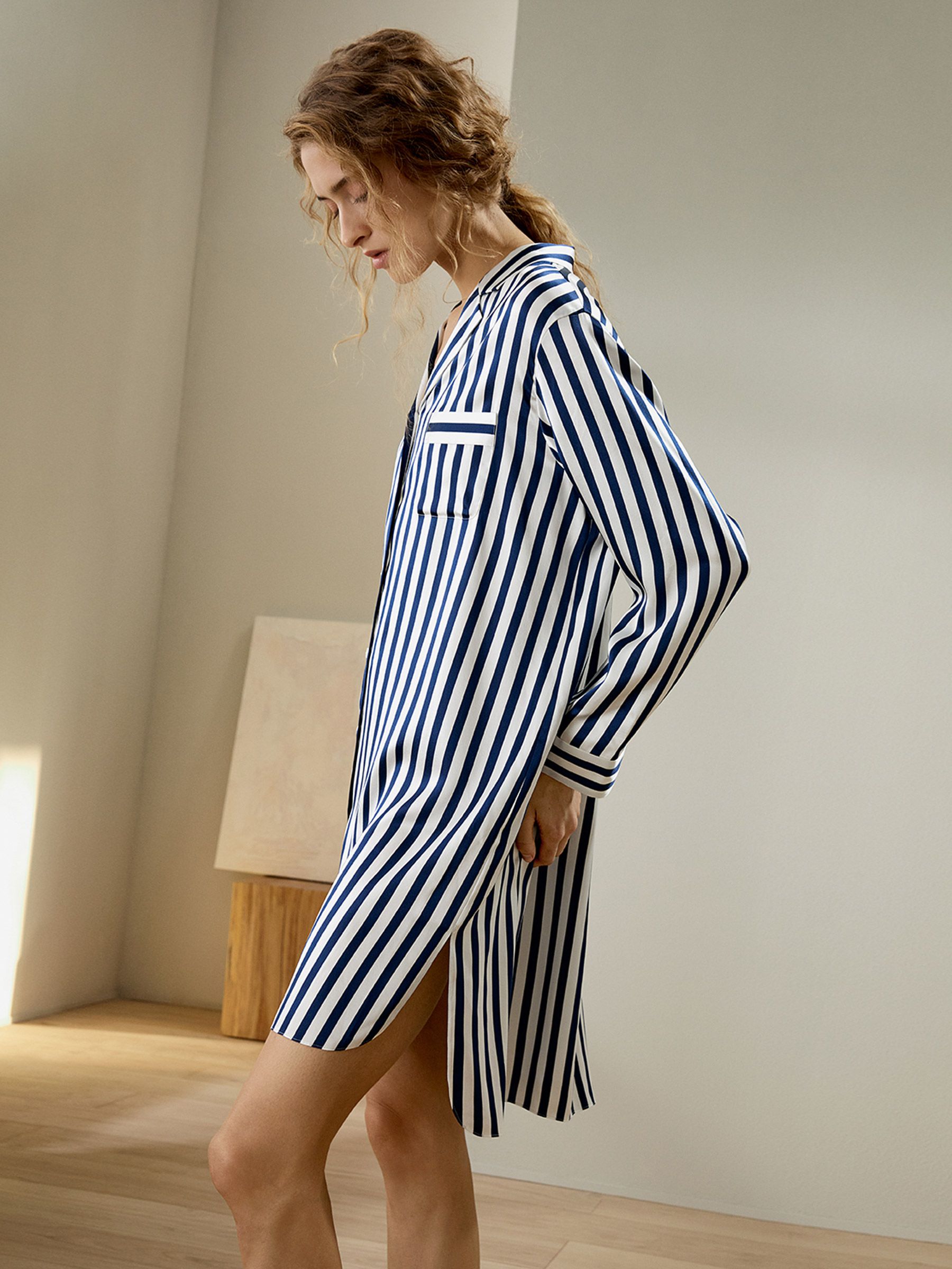 Amalfi Button-Up Striped Nightshirt