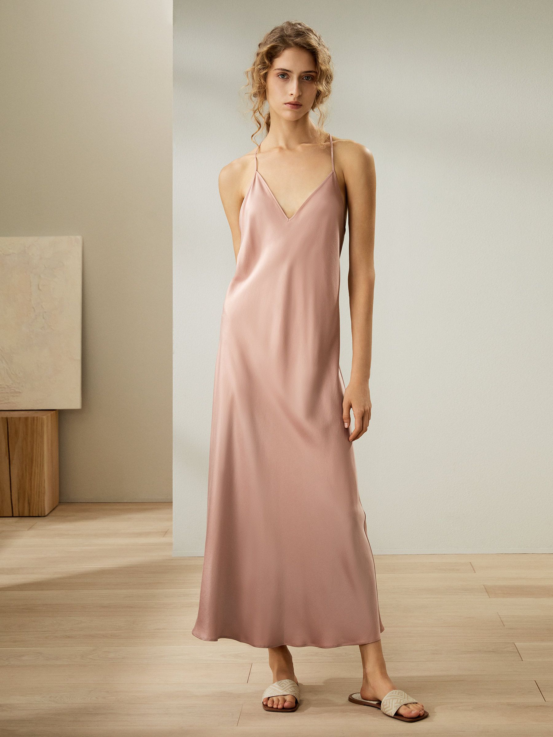 Minimalist Silk Suede Maxi Nightdress