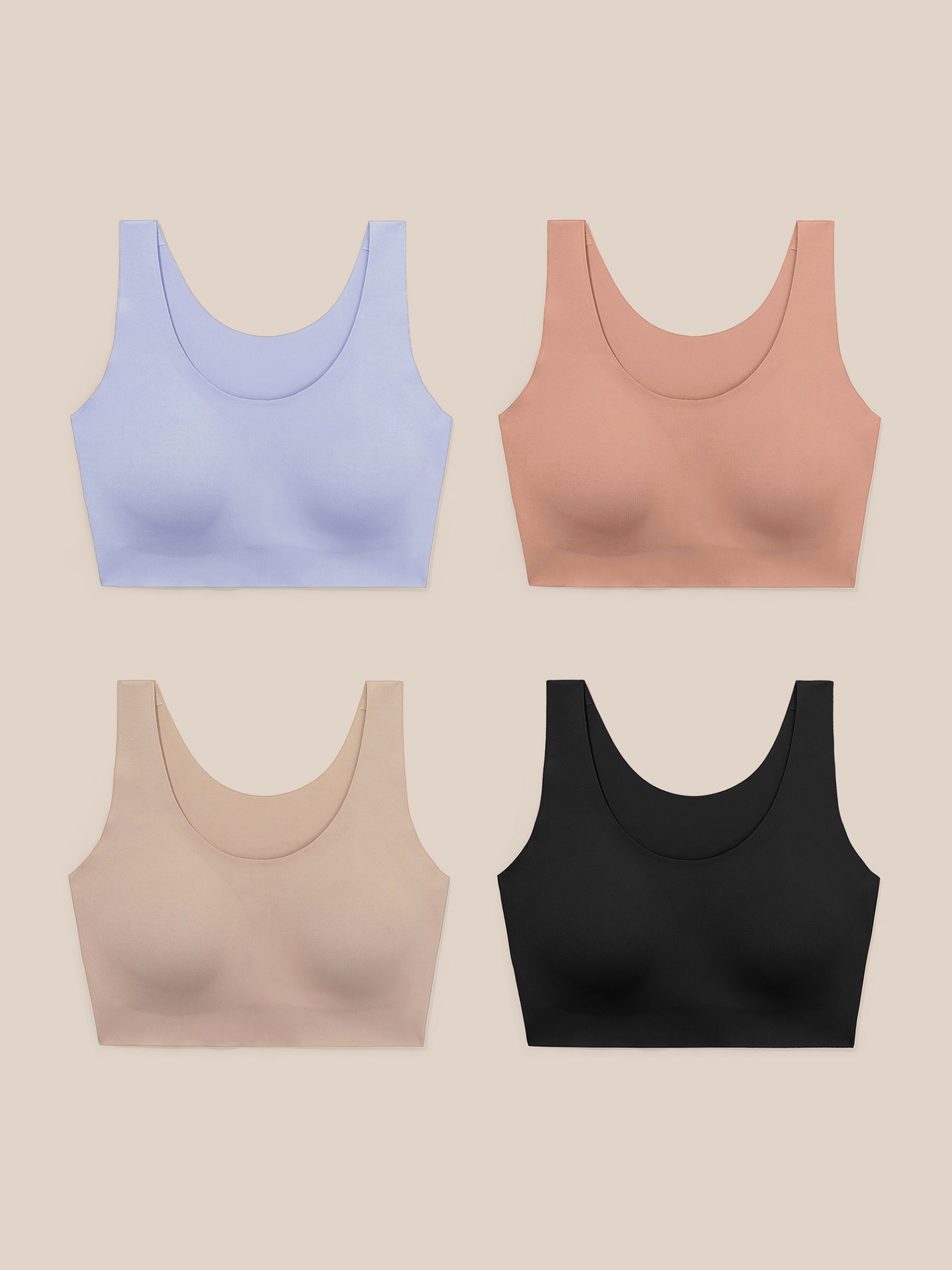 4PCS One-Size-Fits-Most Classic Wireless Silk Bra