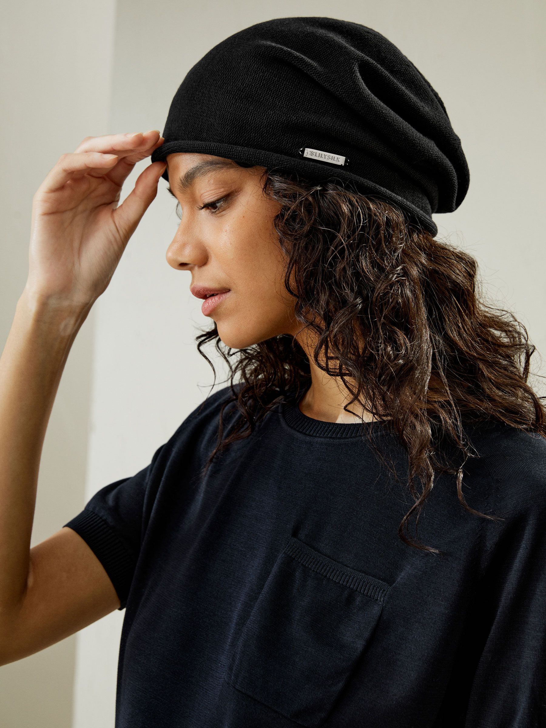 Versatile Metal Logo Silk Beanie