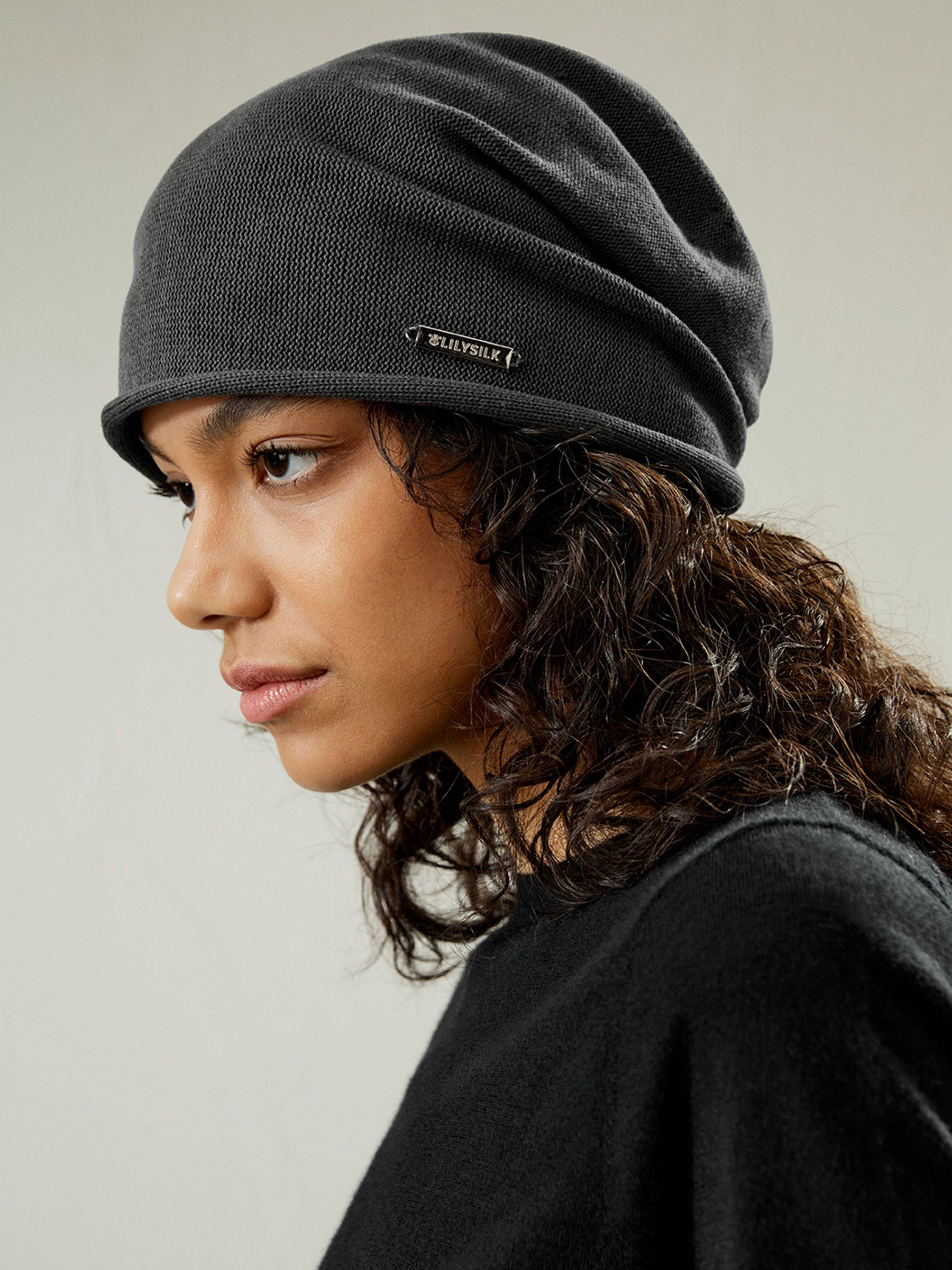 Versatile Metal Logo Silk Beanie