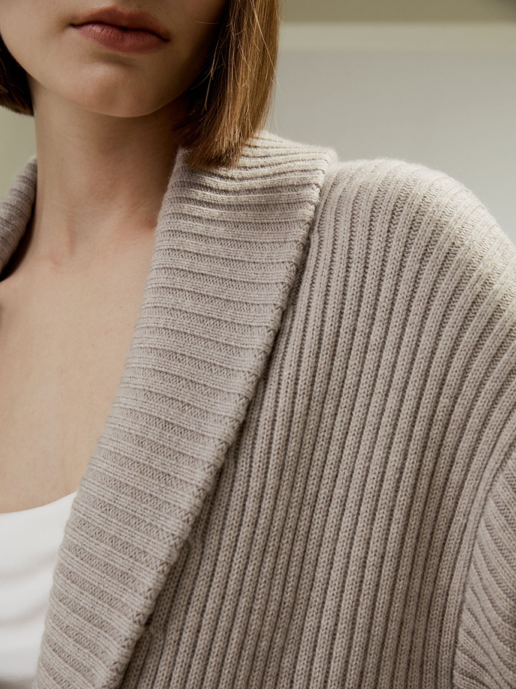 Merino Wool Shawl Collar Cardigan