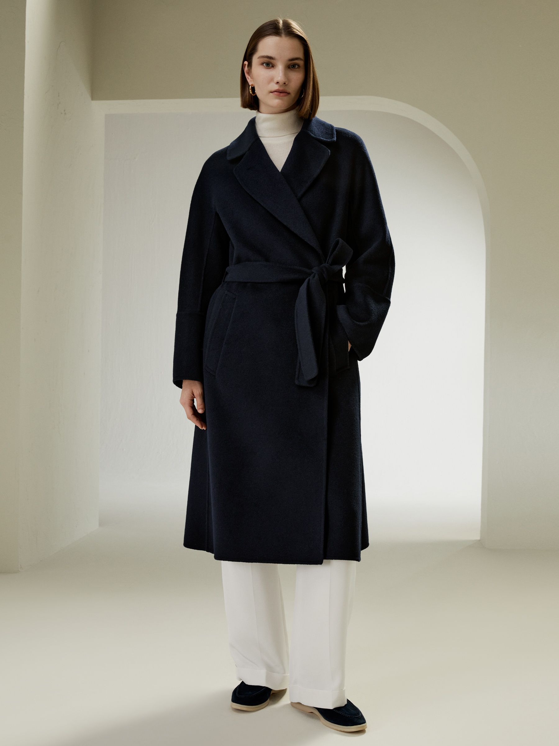 Double-faced Wool-blend Robe Coat