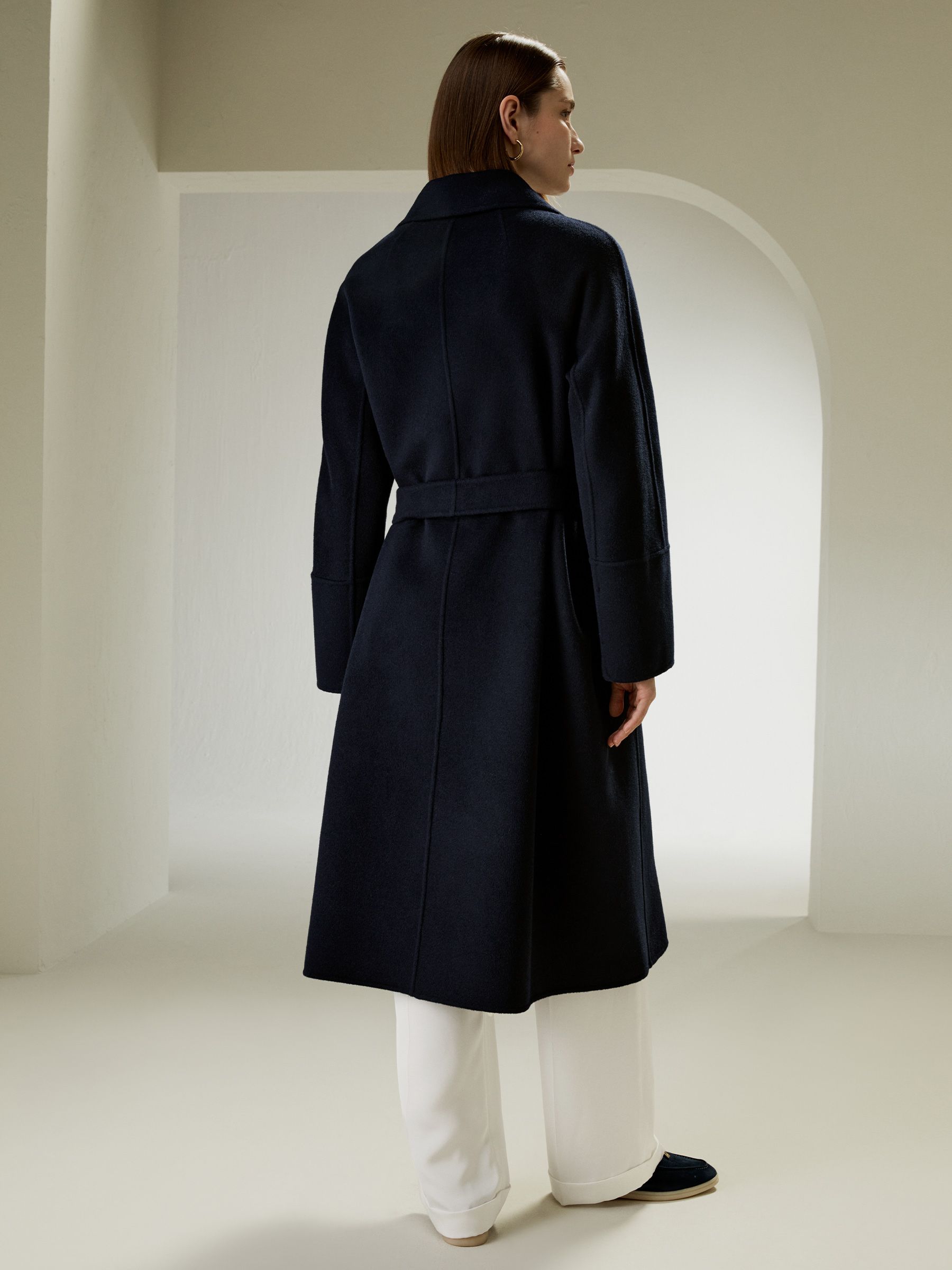 Double-faced Wool-blend Robe Coat