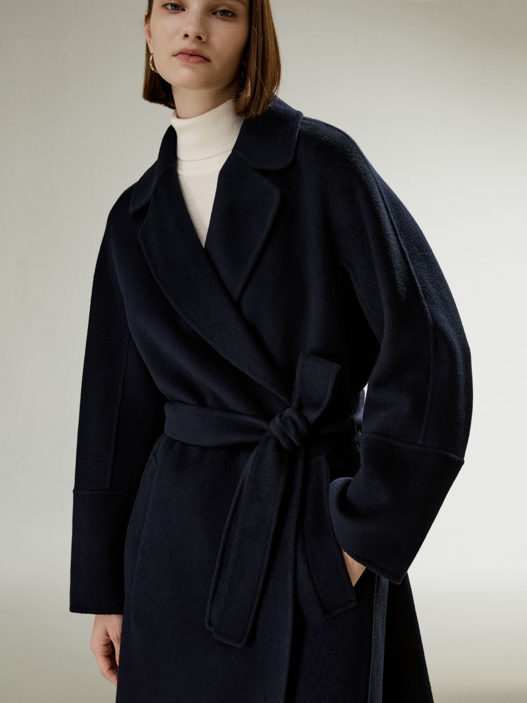 Double-faced Wool-blend Robe Coat