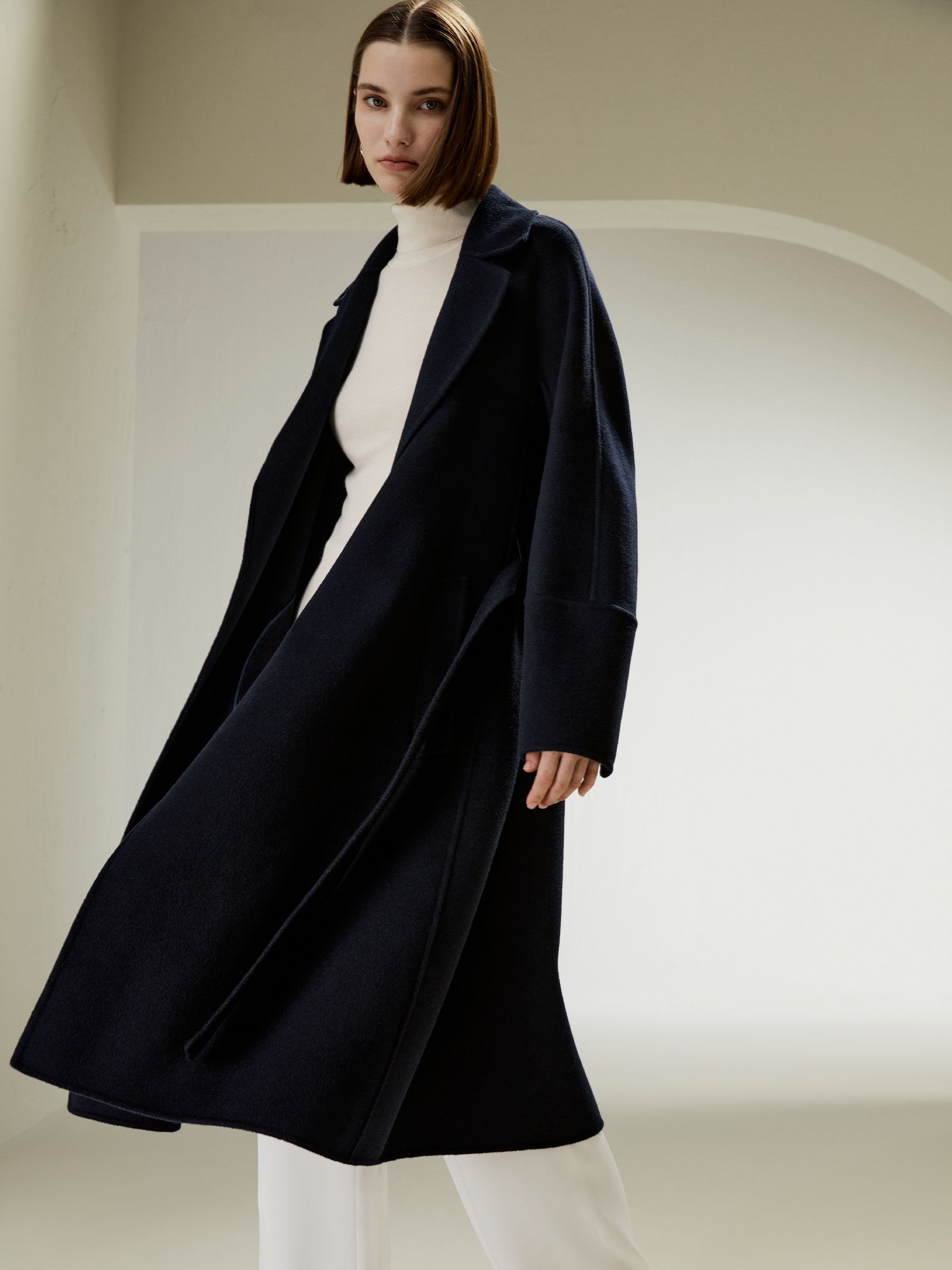 Double-faced Wool-blend Robe Coat