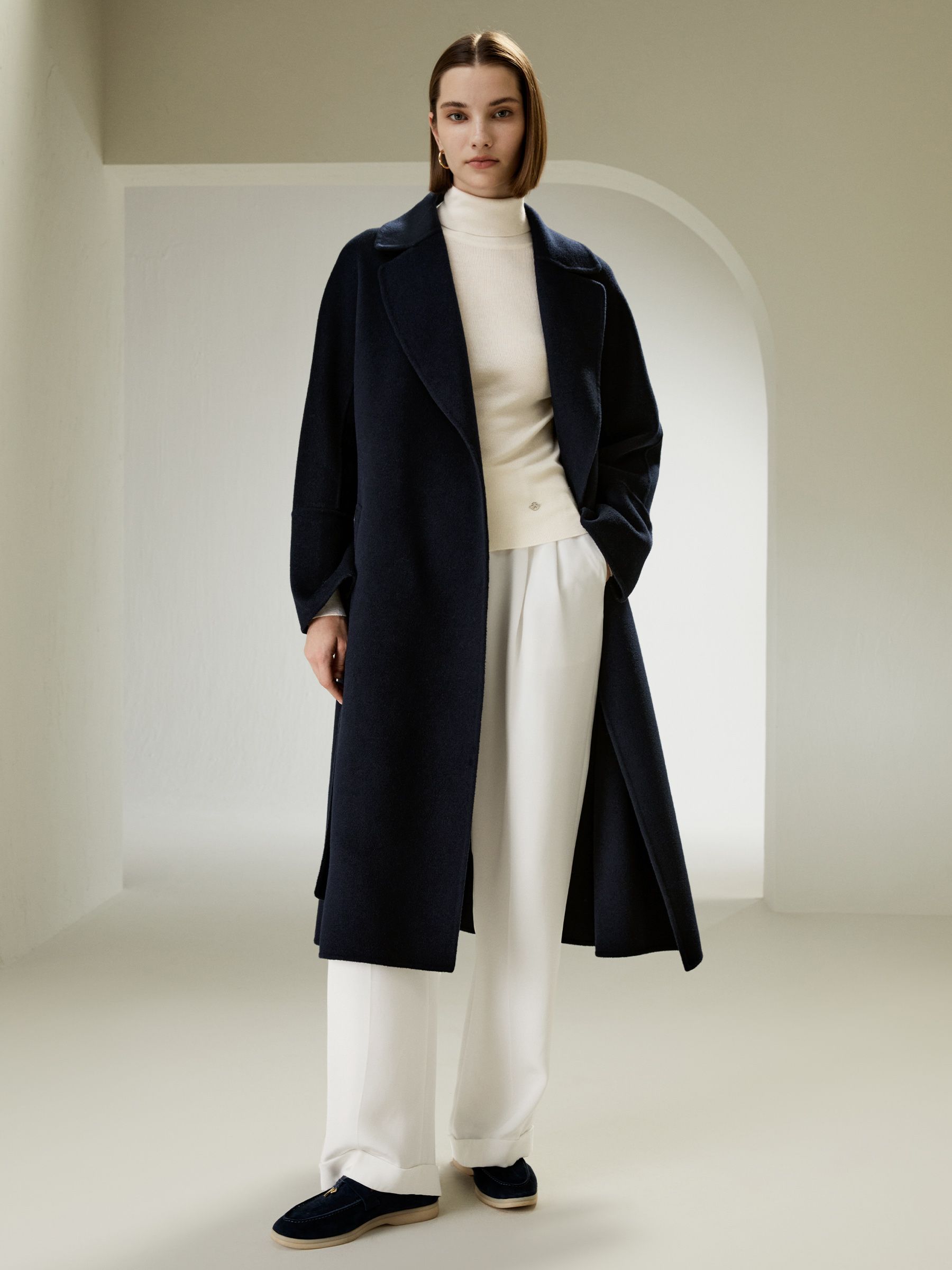 Double-faced Wool-blend Robe Coat