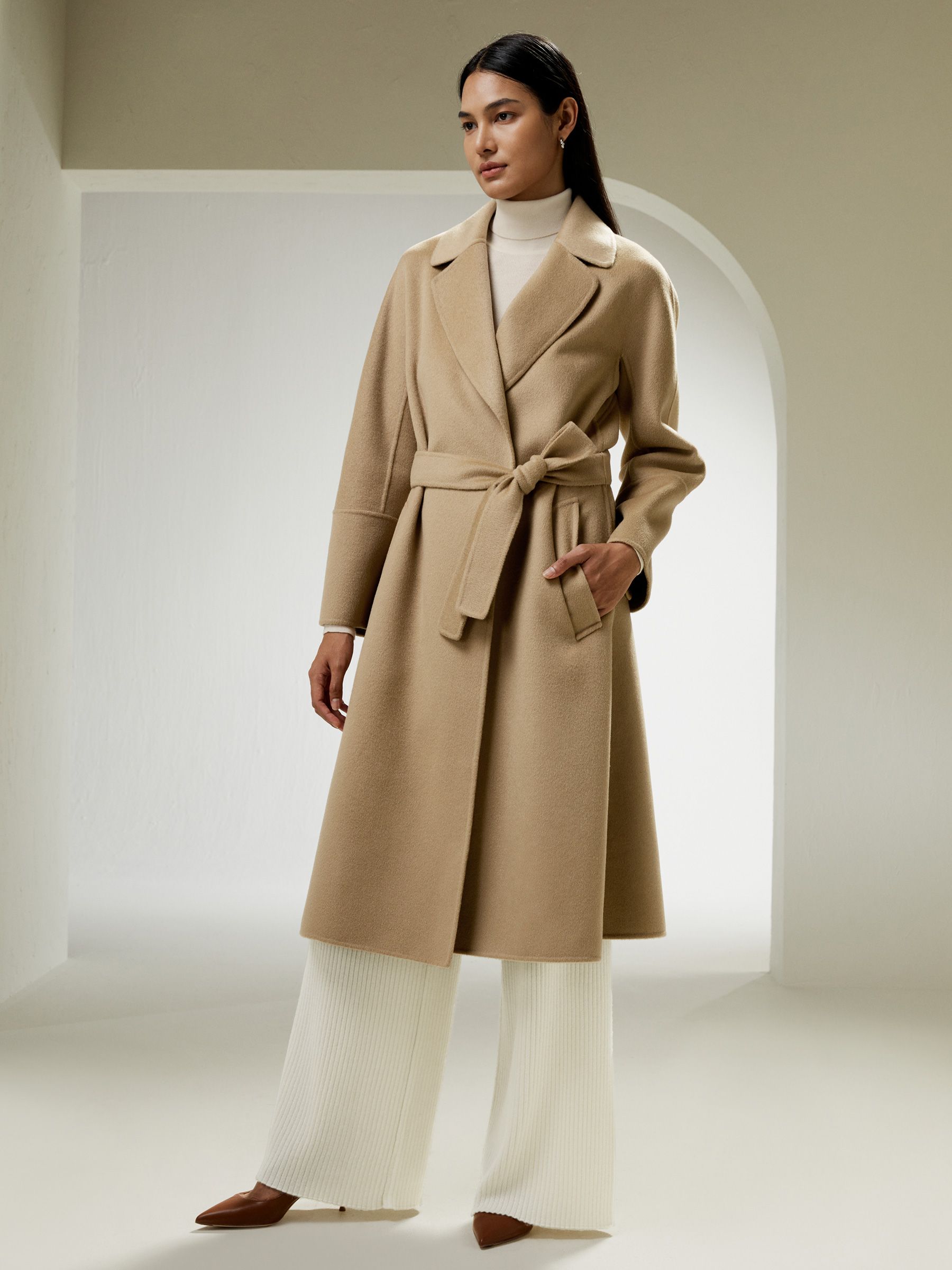 Double-faced Wool-blend Robe Coat