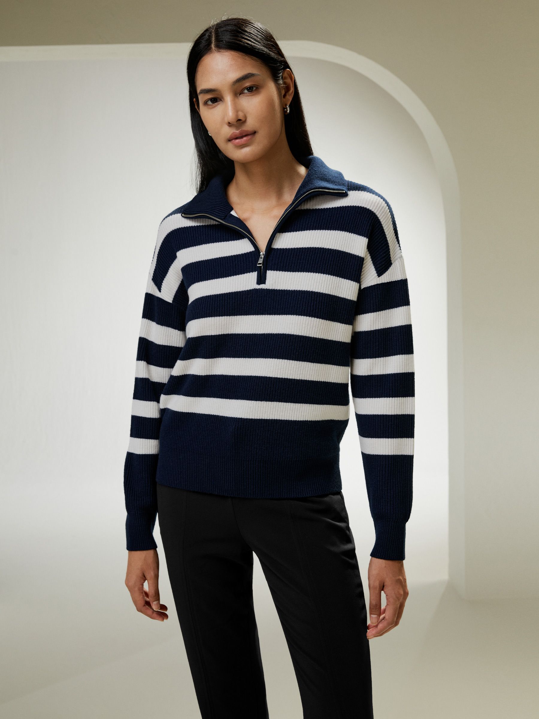 Pull en laine à col et quart de zip