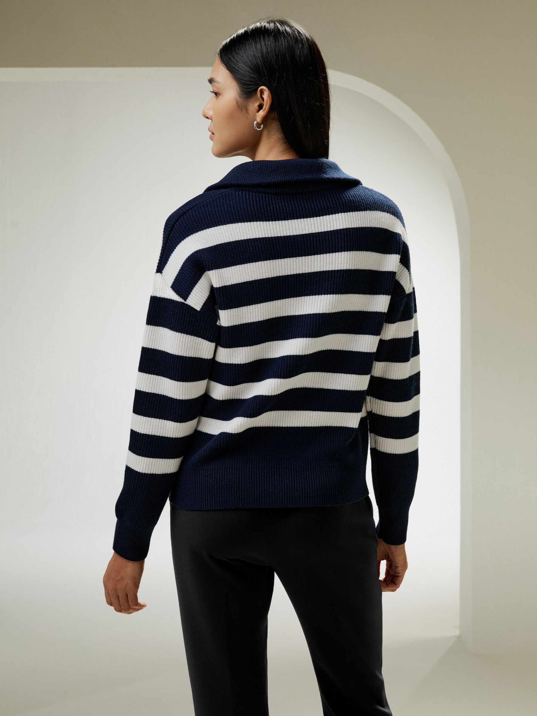 Pull en laine à col et quart de zip