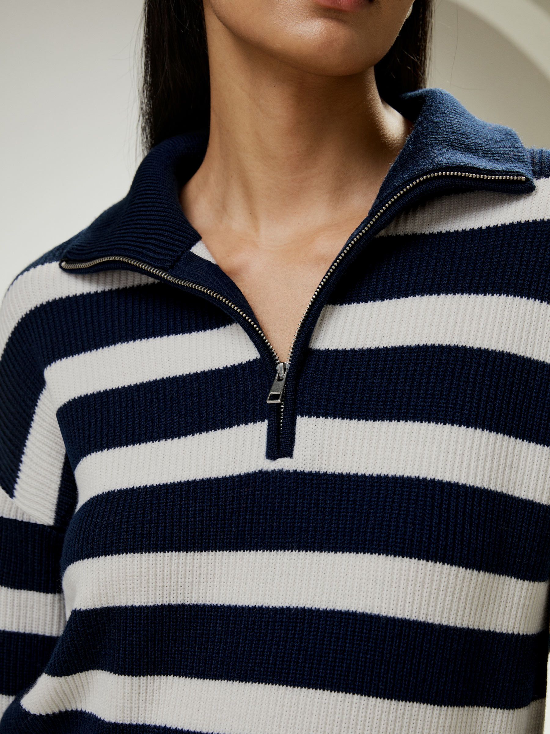 Collared Quarter-Zip Wool Sweater