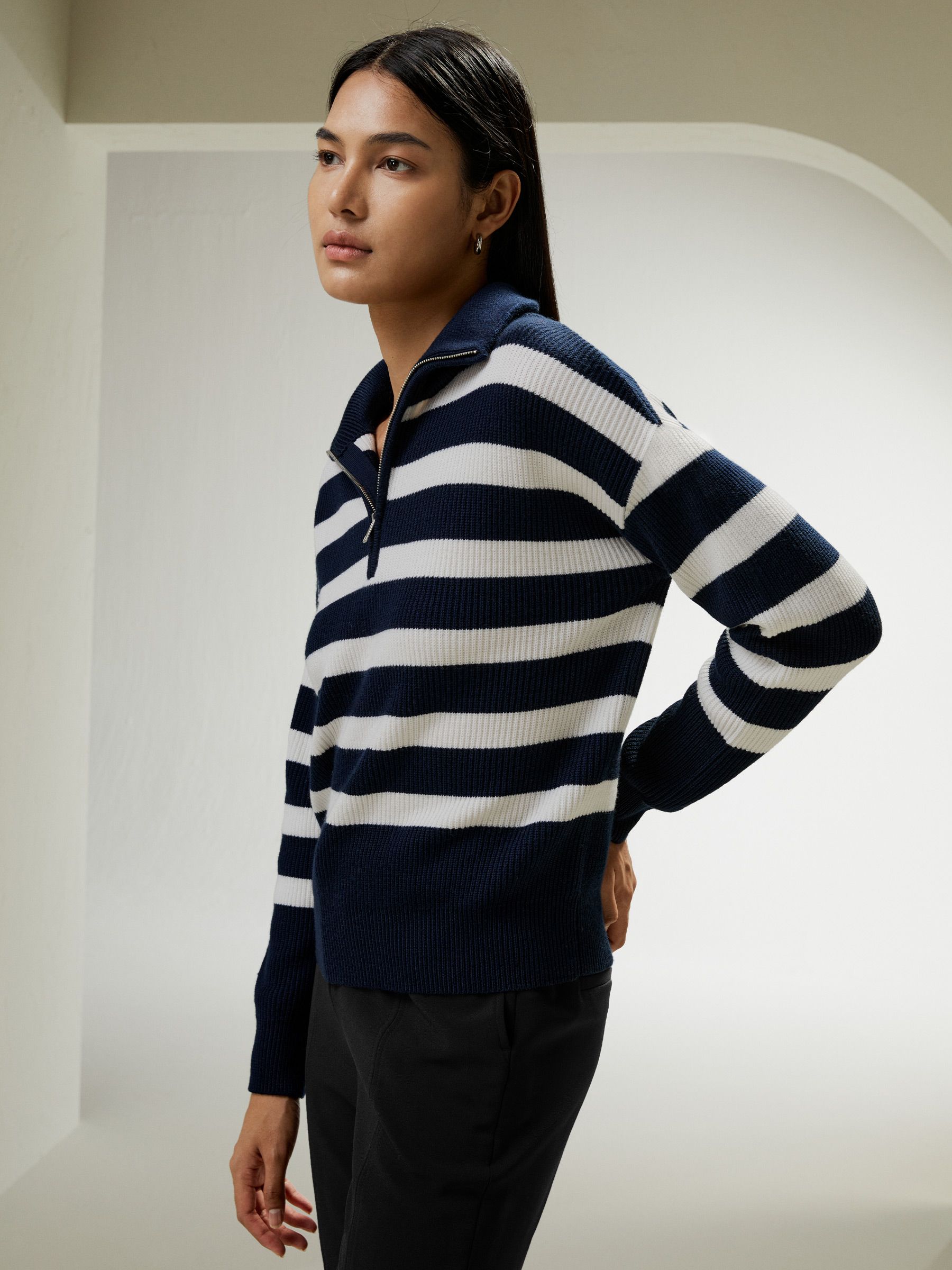 Collared Quarter-Zip Wool Sweater