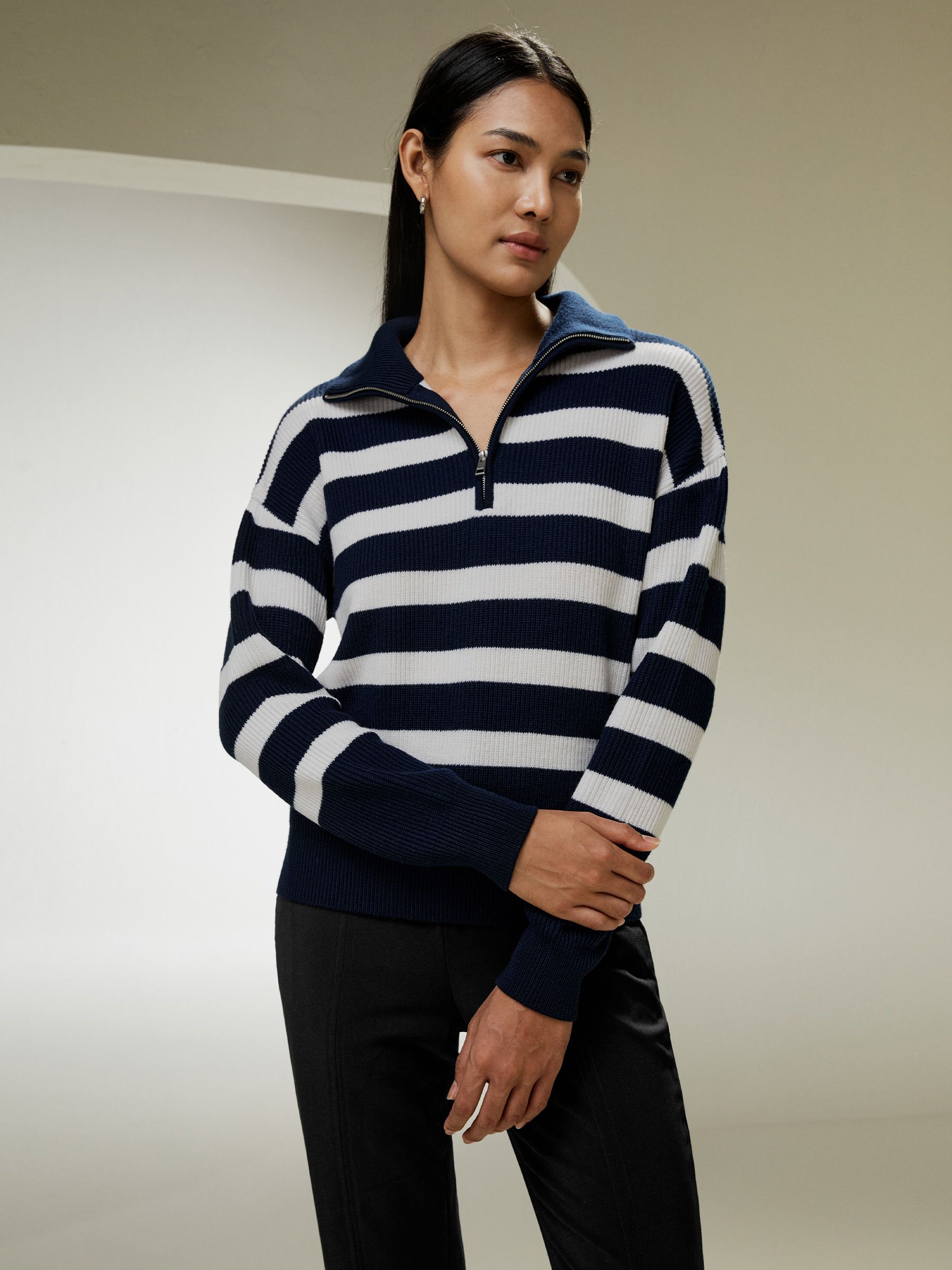 Collared Quarter-Zip Wool Sweater