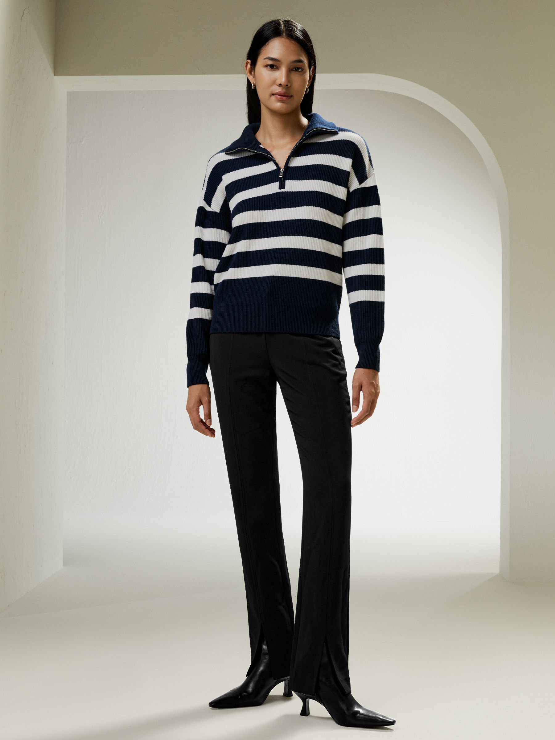 Collared Quarter-Zip Wool Sweater