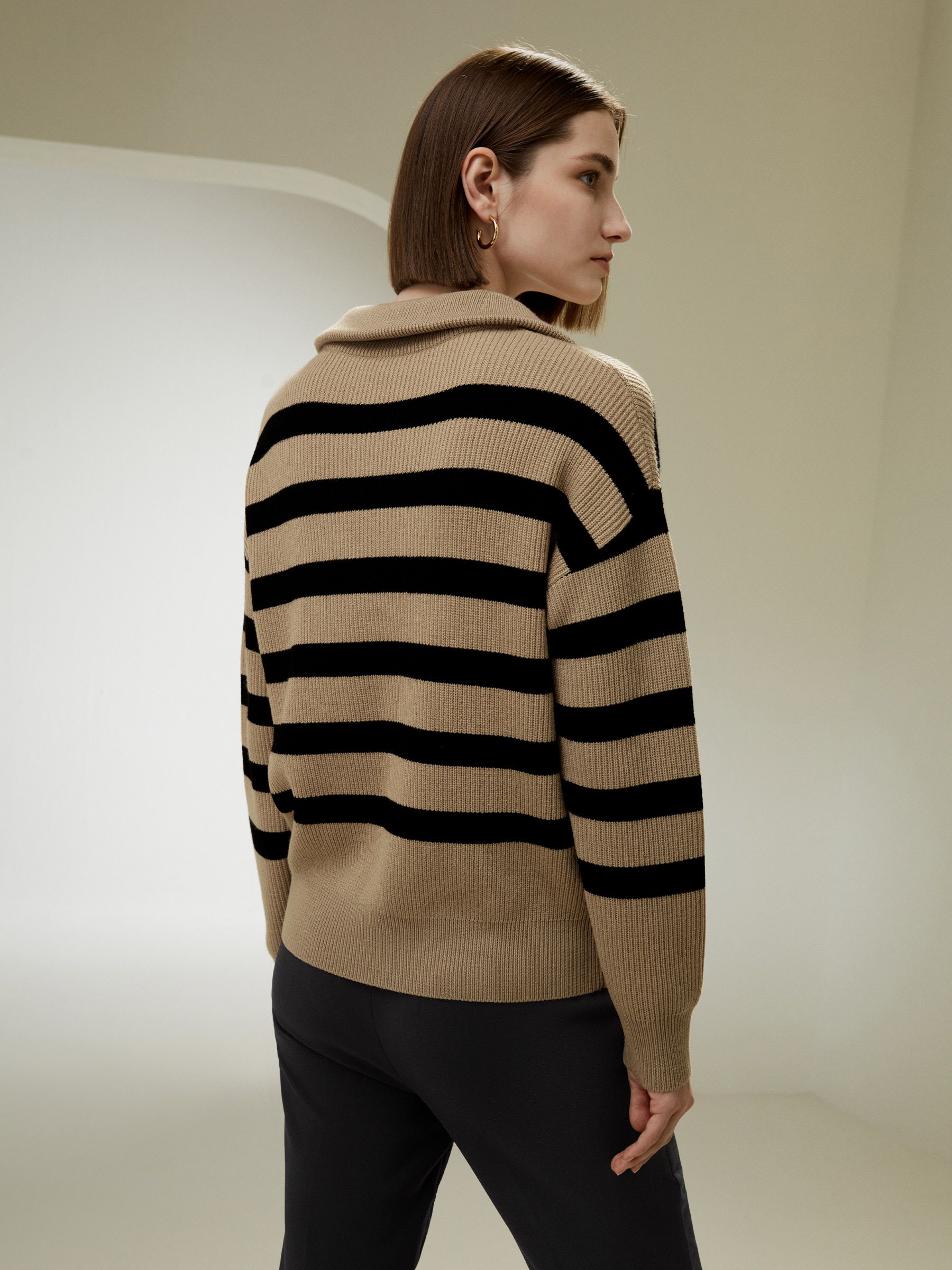 Collared Quarter-Zip Wool Sweater