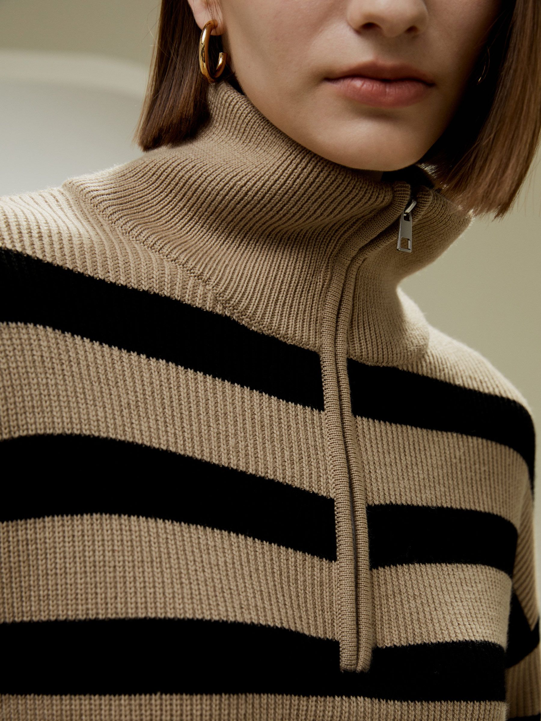 Collared Quarter-Zip Wool Sweater