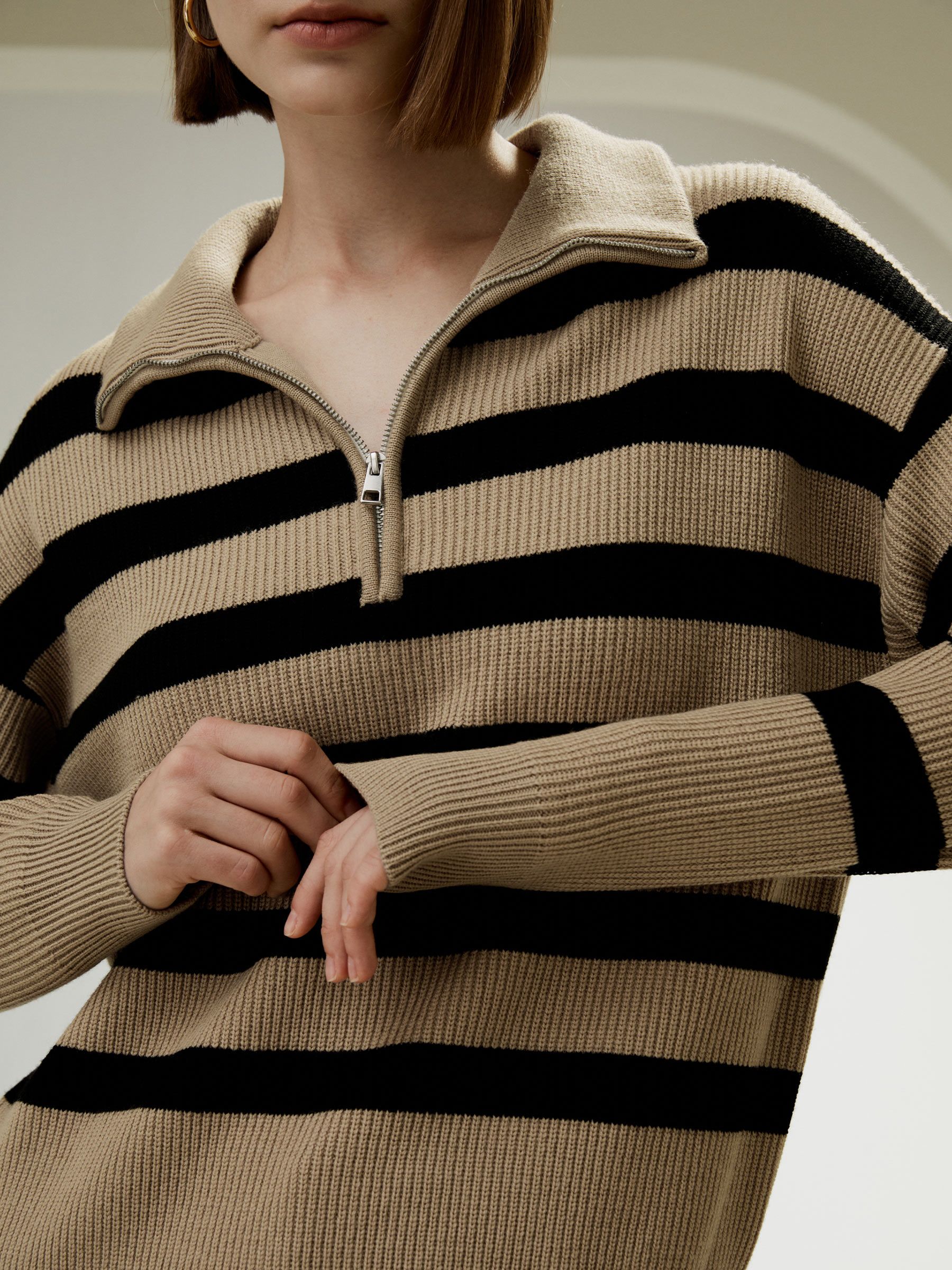 Collared Quarter-Zip Wool Sweater