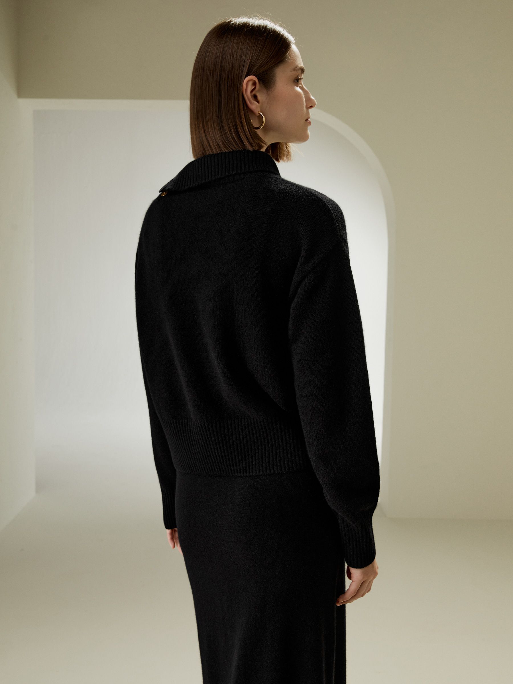 Cashmere Sweater With Row of Side Buttons