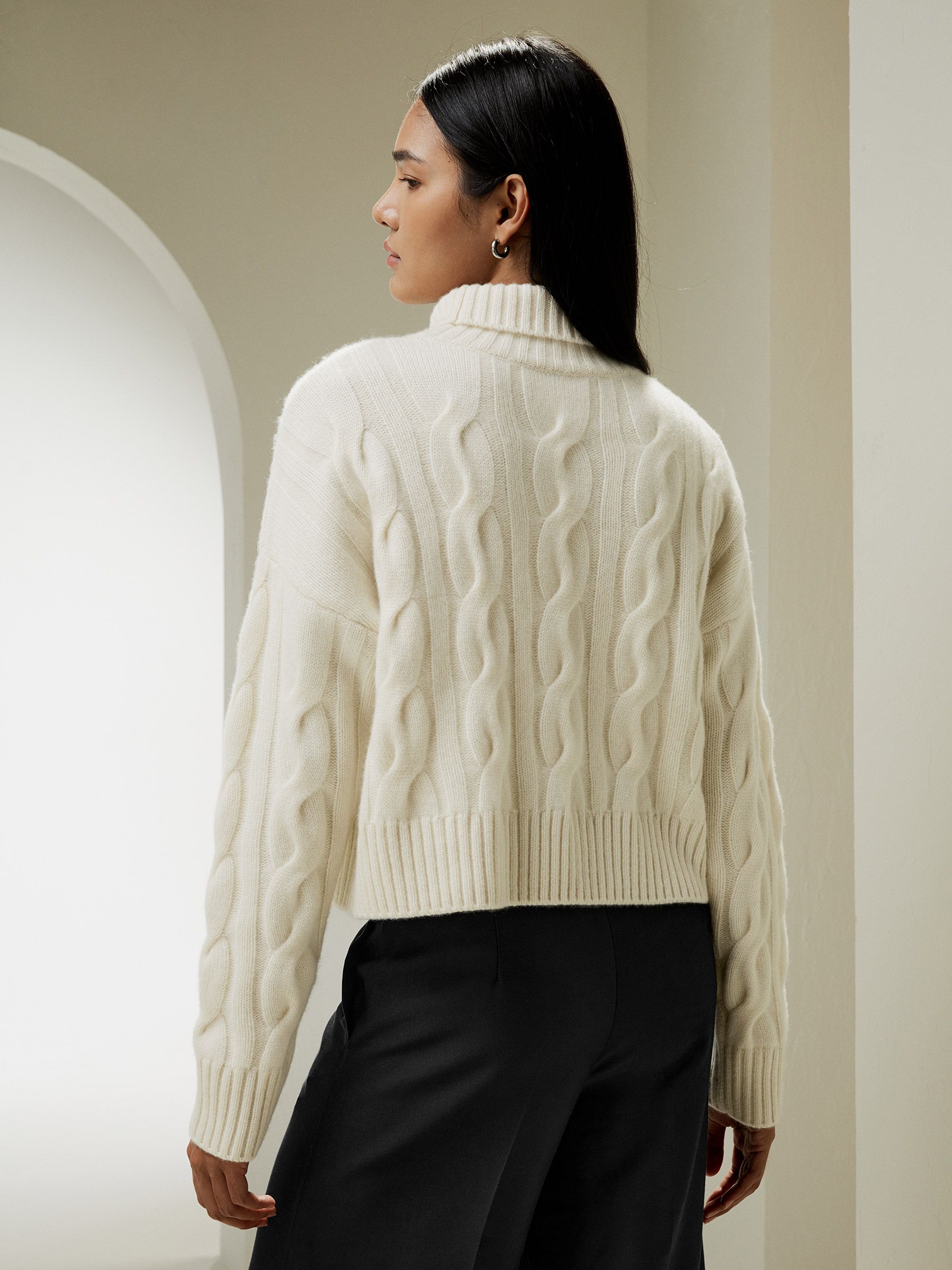 Cable Knit Cashmere Turtleneck Sweater