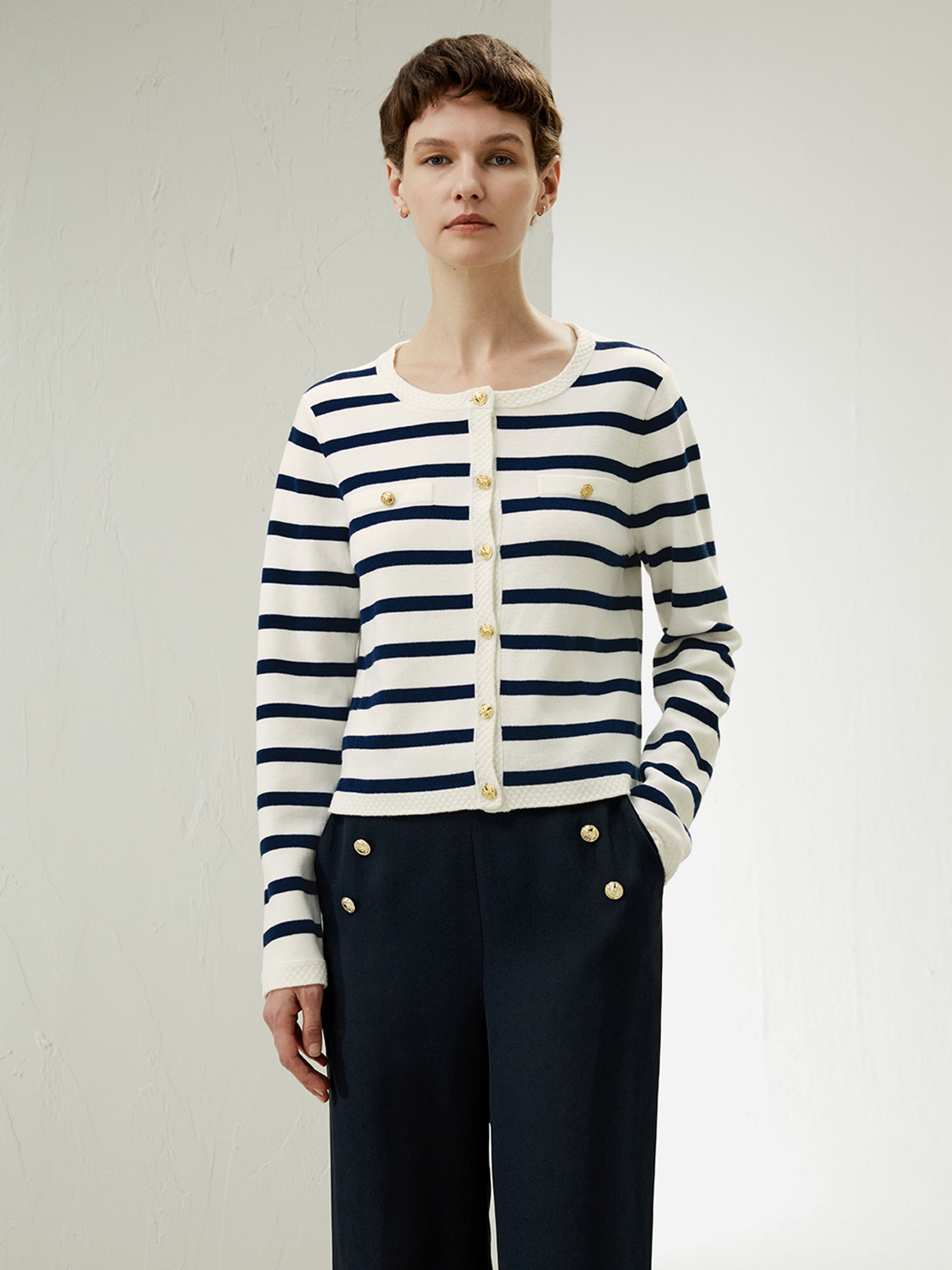 Gariana Striped Wool Cardigan