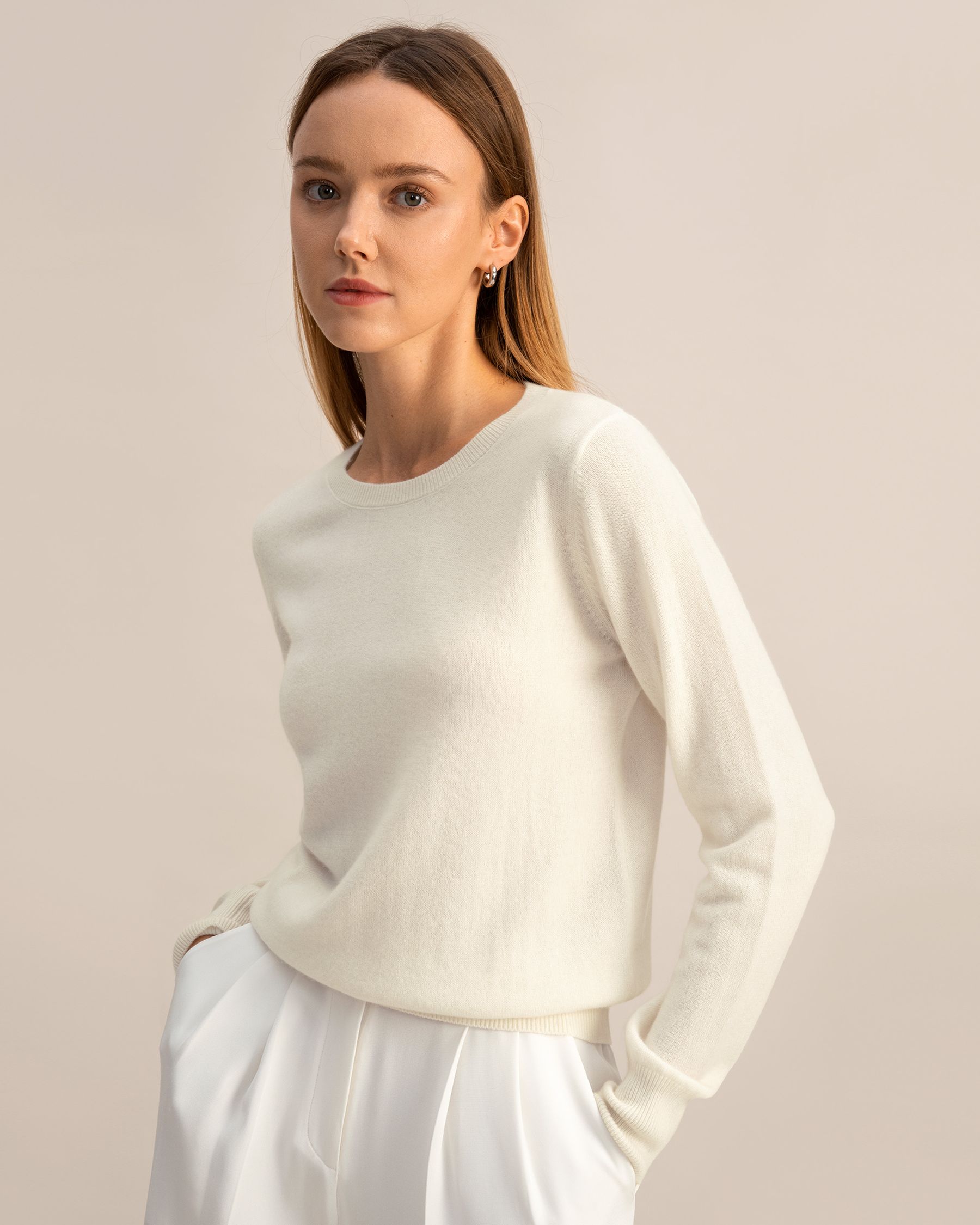 Babykaschmir Rundhals-Pullover