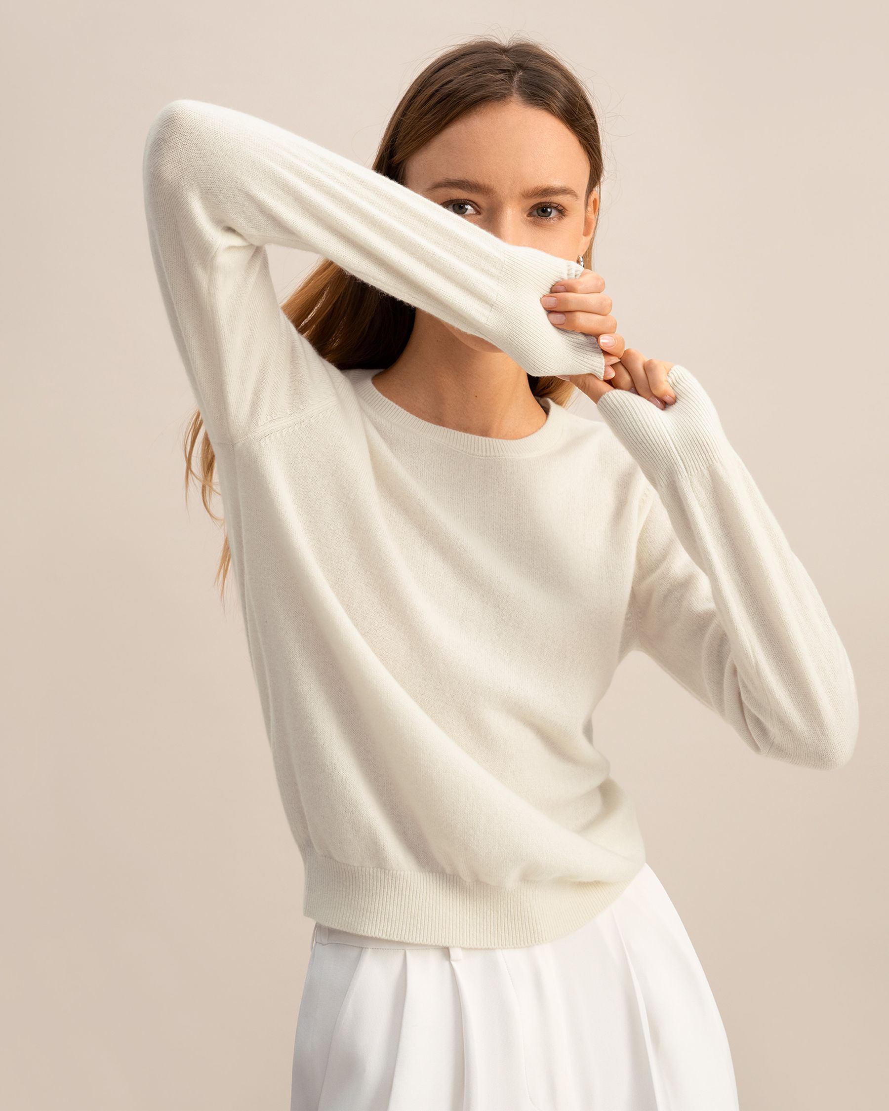 Babykaschmir Rundhals-Pullover