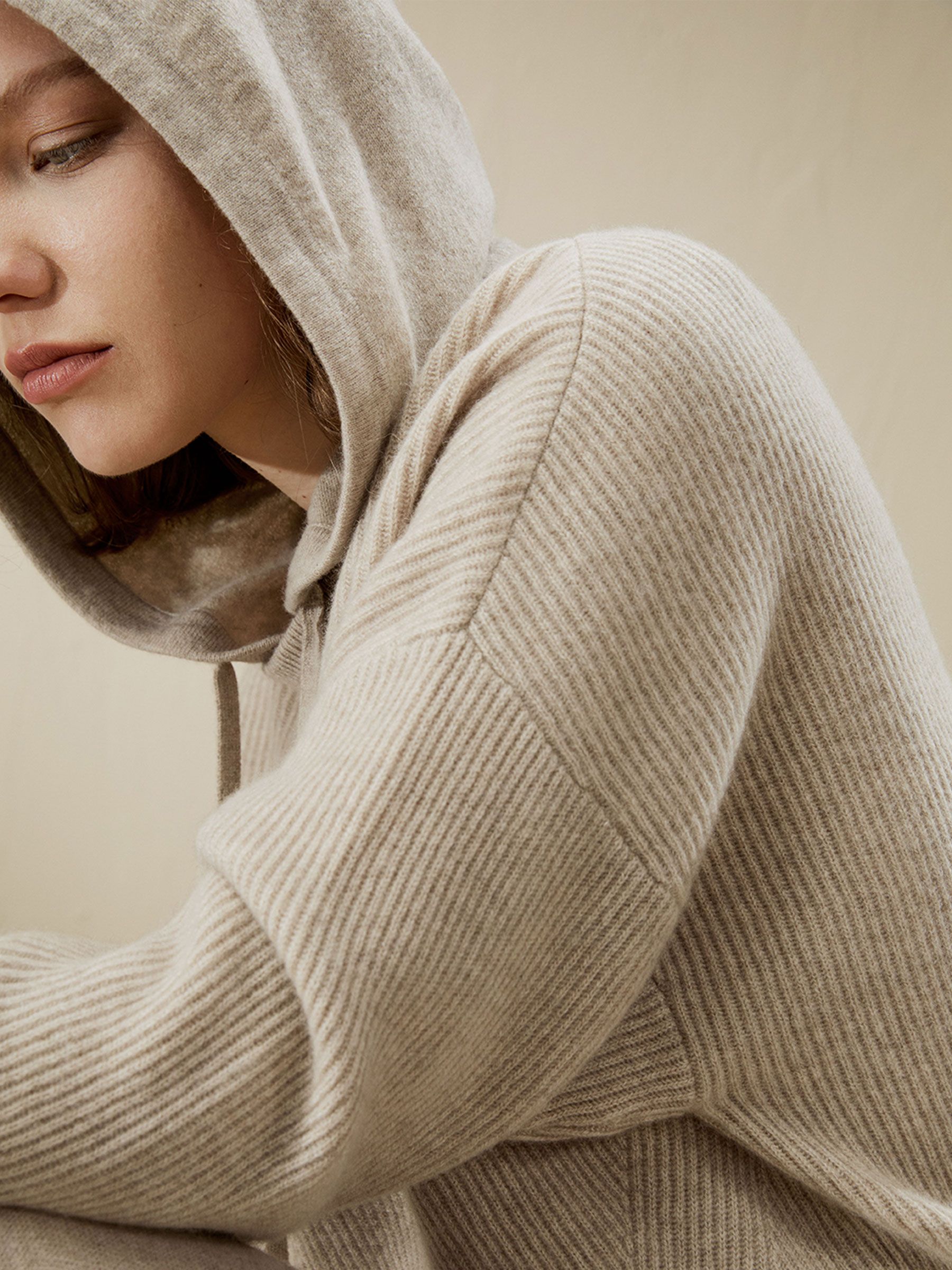 Sweat à capuche détachable en cachemire 2-en-1