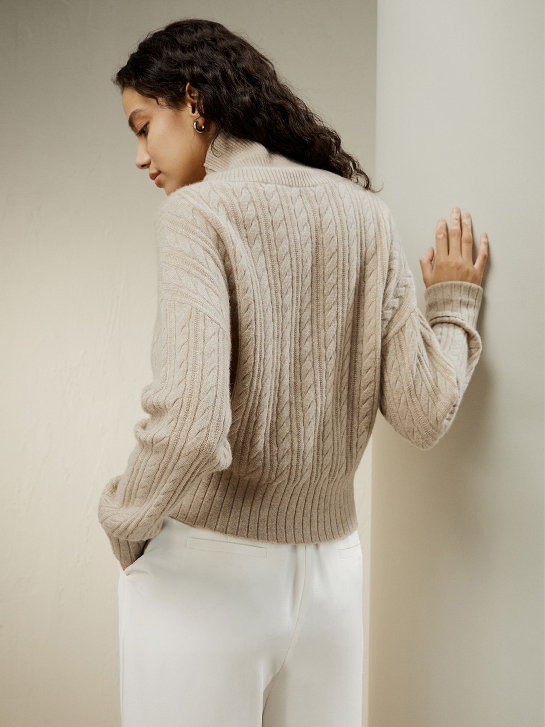 Classic Cable Knit Turtleneck Sweater