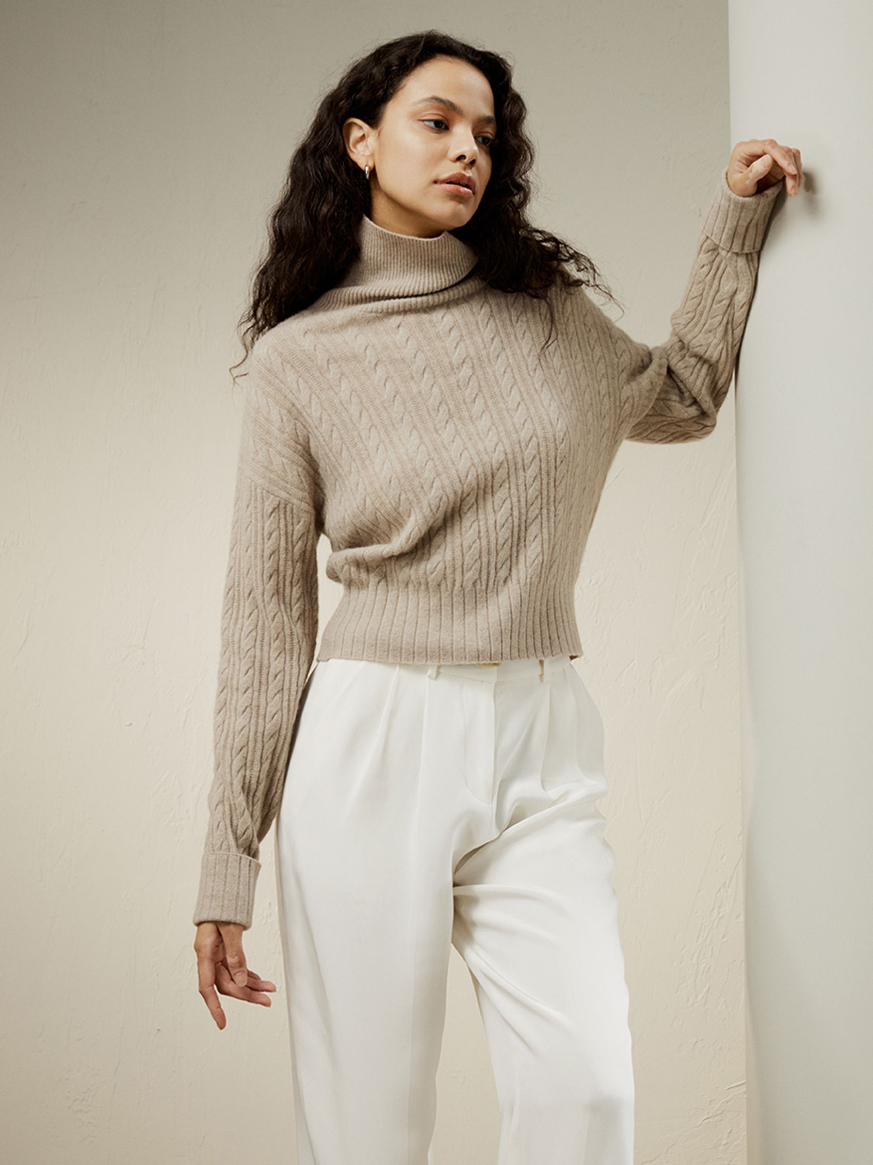 Classic Cable Knit Turtleneck Sweater