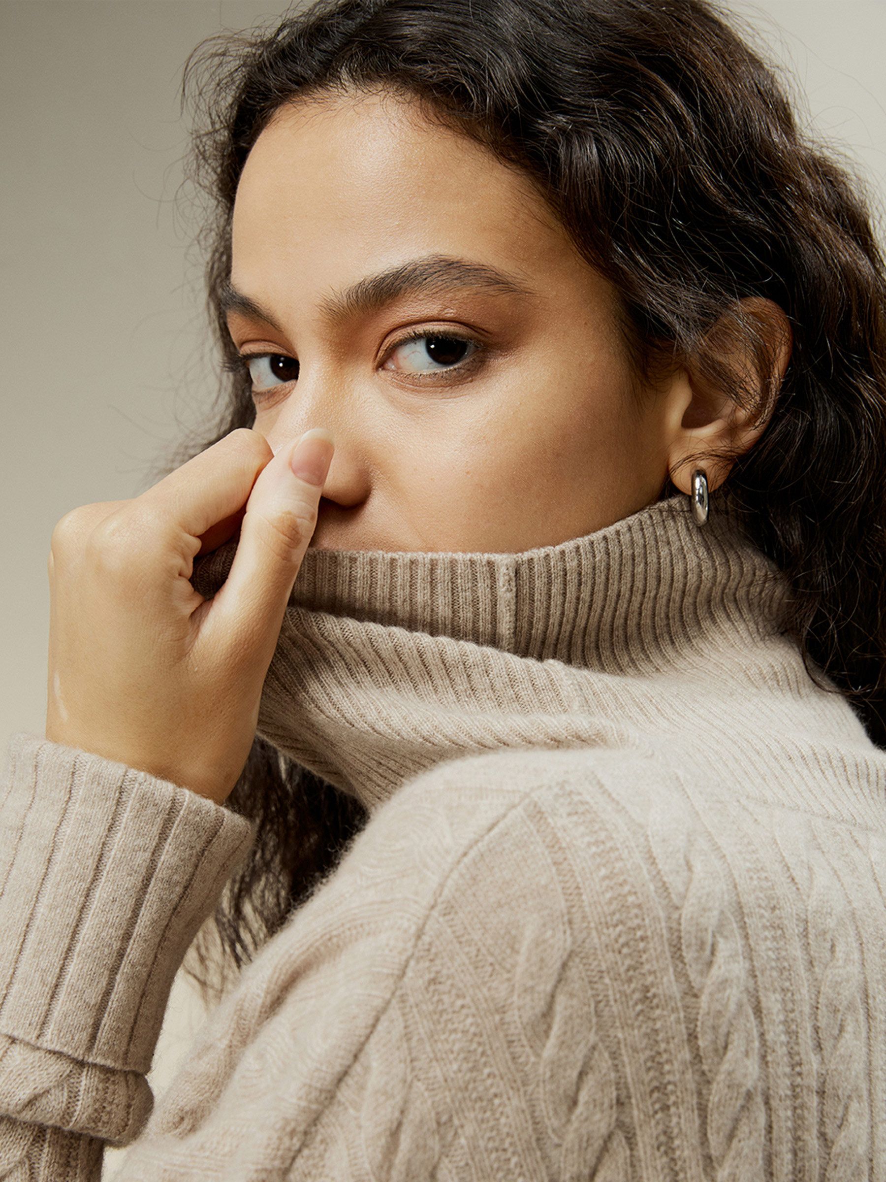 Classic Cable Knit Turtleneck Sweater